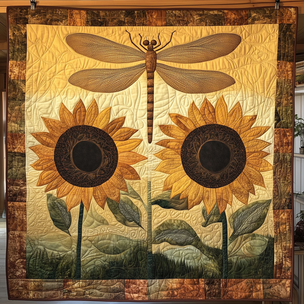 Dragonfly And Sunflowers Quilt Blanket Dragonfly Throws for Couch Unique Dragonfly Gifts