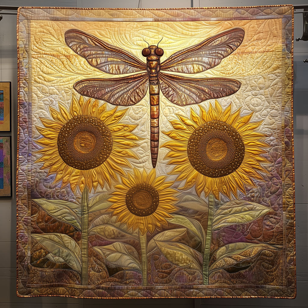 Dragonfly And Sunflowers Quilt Stylish Quilt Blanket to Upgrade Your Bedroom