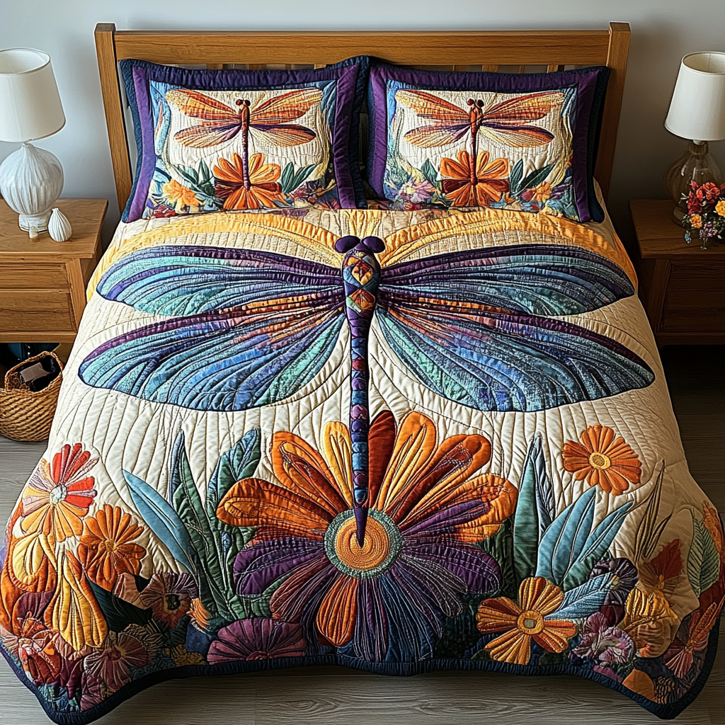 Dragonfly Bliss Quilted Bedding Set Bed Decorations Best Dragonfly Gifts For Christmas