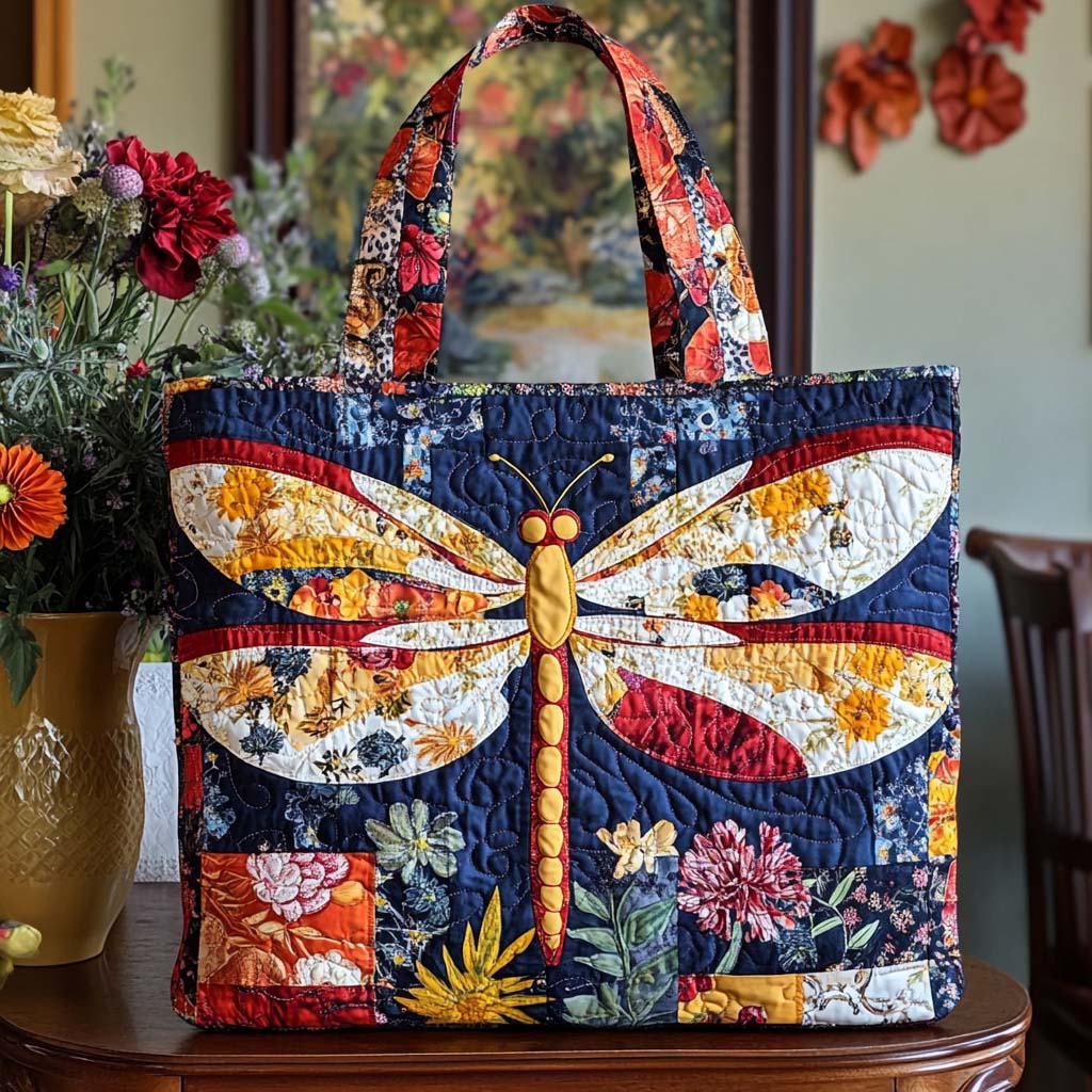 Dragonfly Bliss Quilted Tote Bag Dragonfly Gifts For Mom