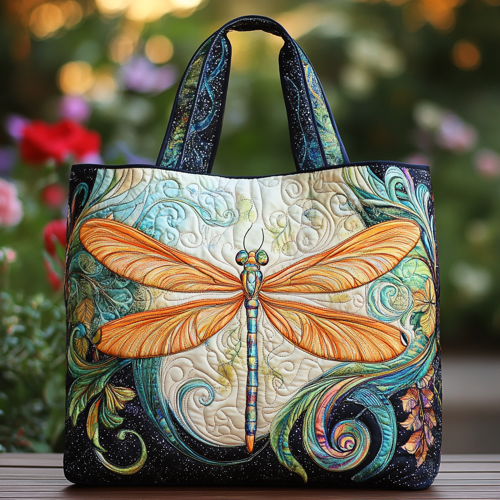 Dragonfly Breeze Quilted Tote Bag Dragonfly Gift Items