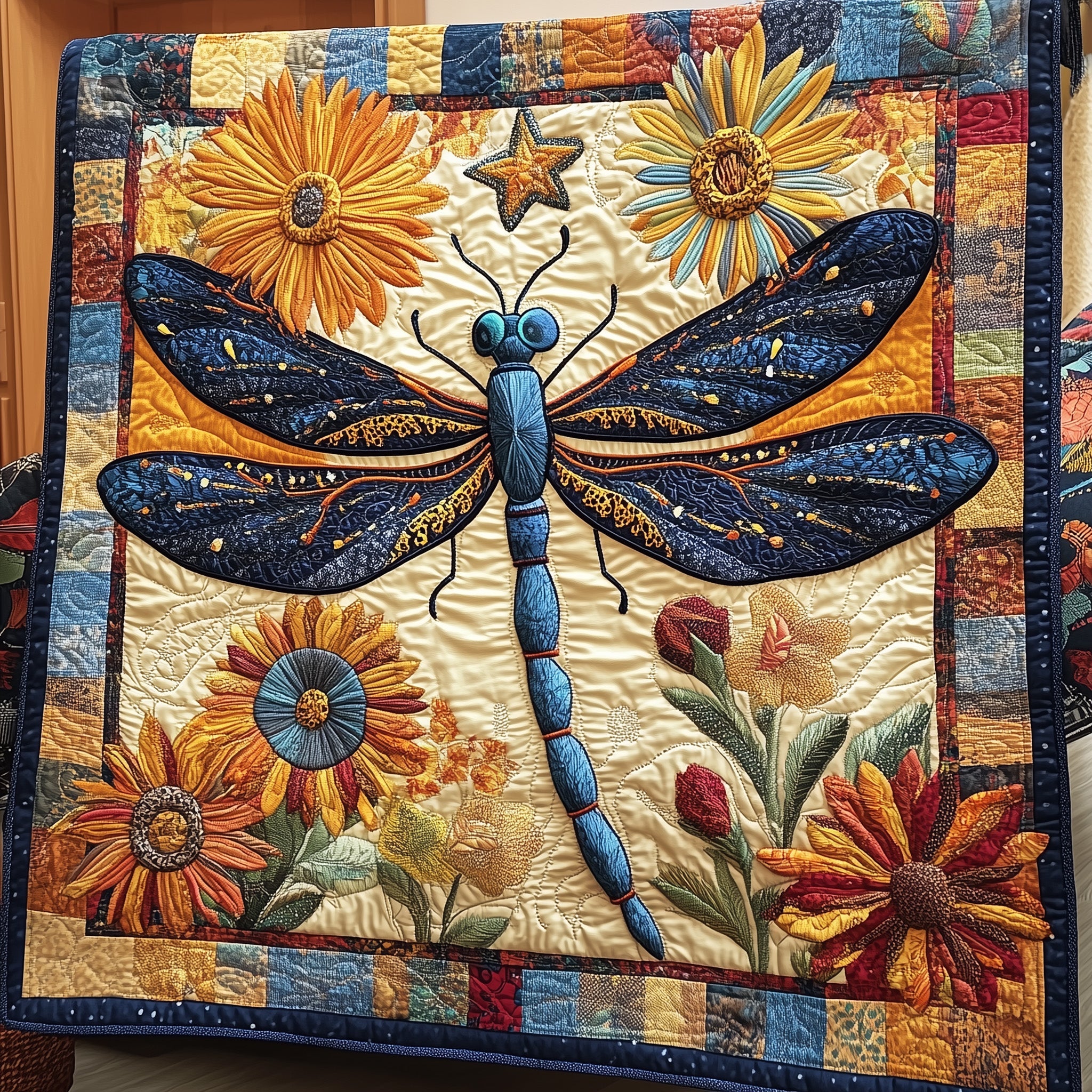 Dragonfly Charm Quilted Blanket Sofa Throw BlanketGift For Someone Who Loves Dragonflies