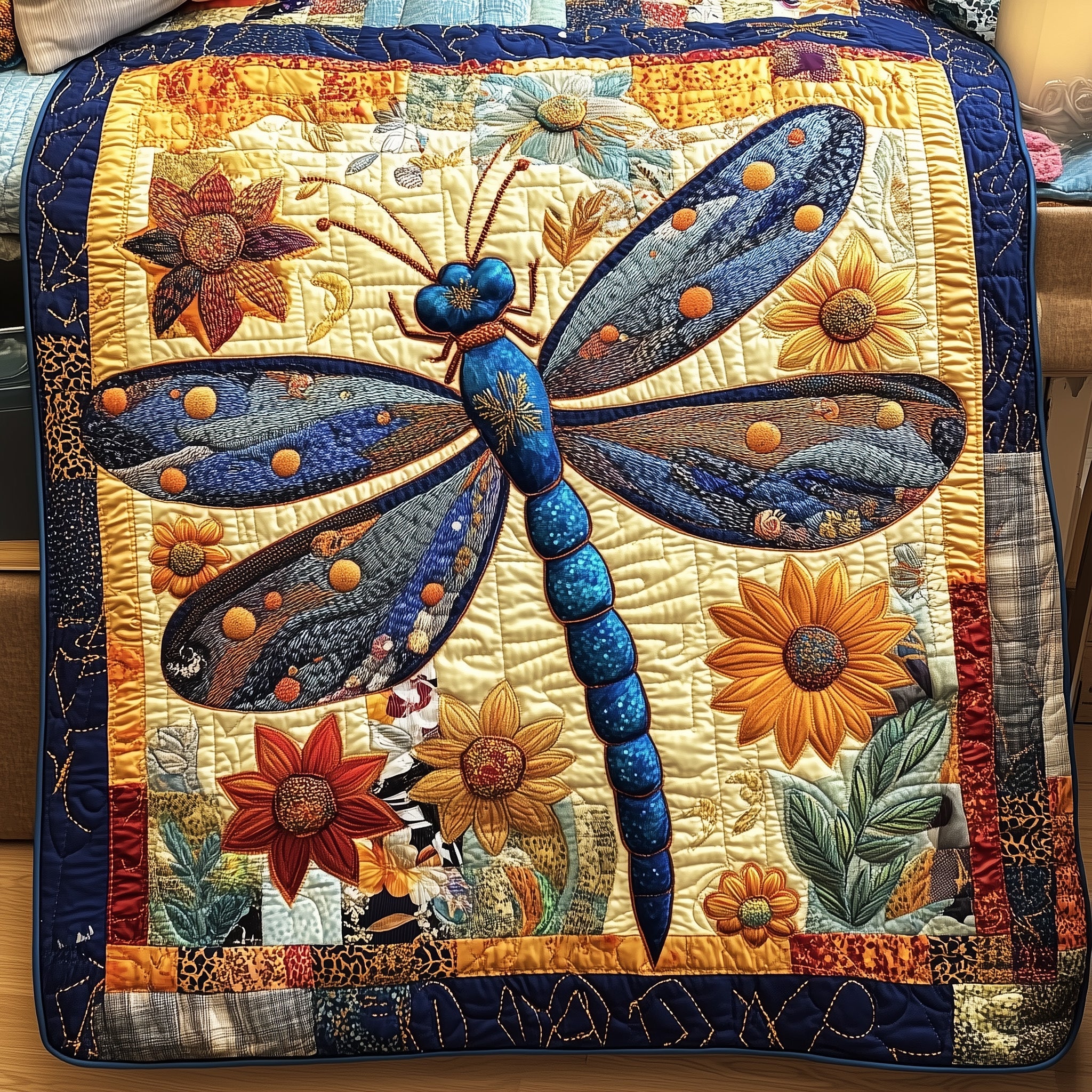 Dragonfly Charm Quilted Blanket Sofa Throw BlanketGifts For Dragonfly Lovers