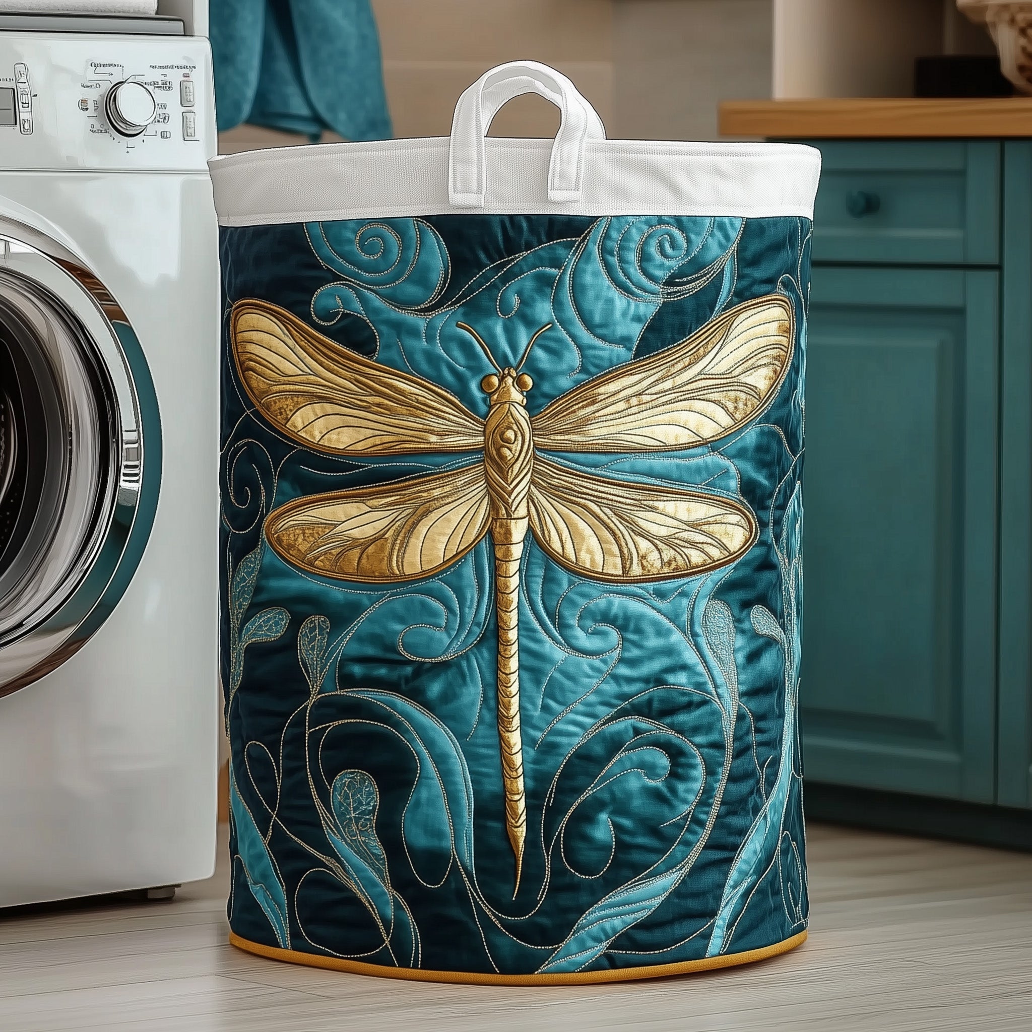 Dragonfly Charm Quilted Laundry Basket Easter Merch Gift