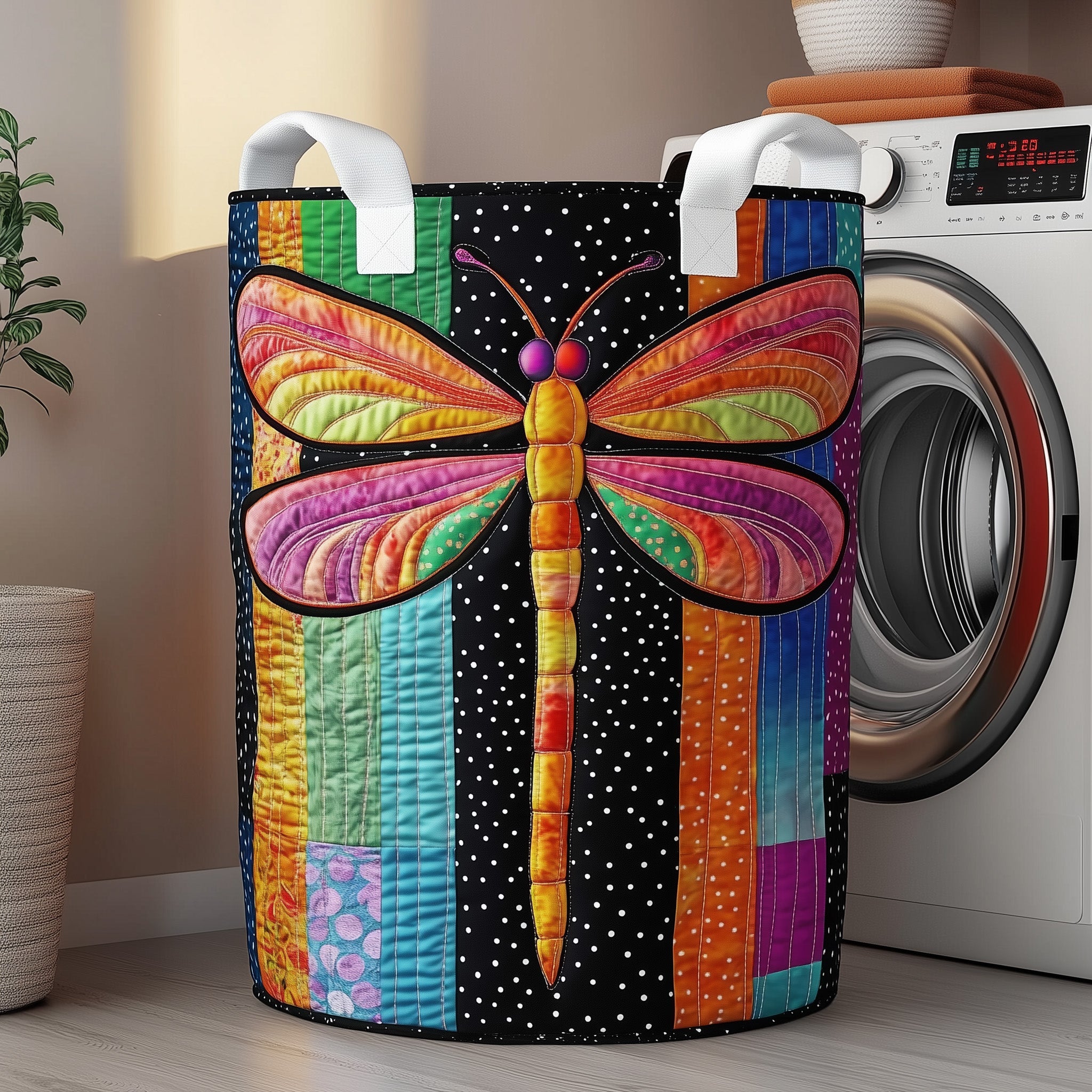 Dragonfly Charm Quilted Laundry Basket Merch For Dad