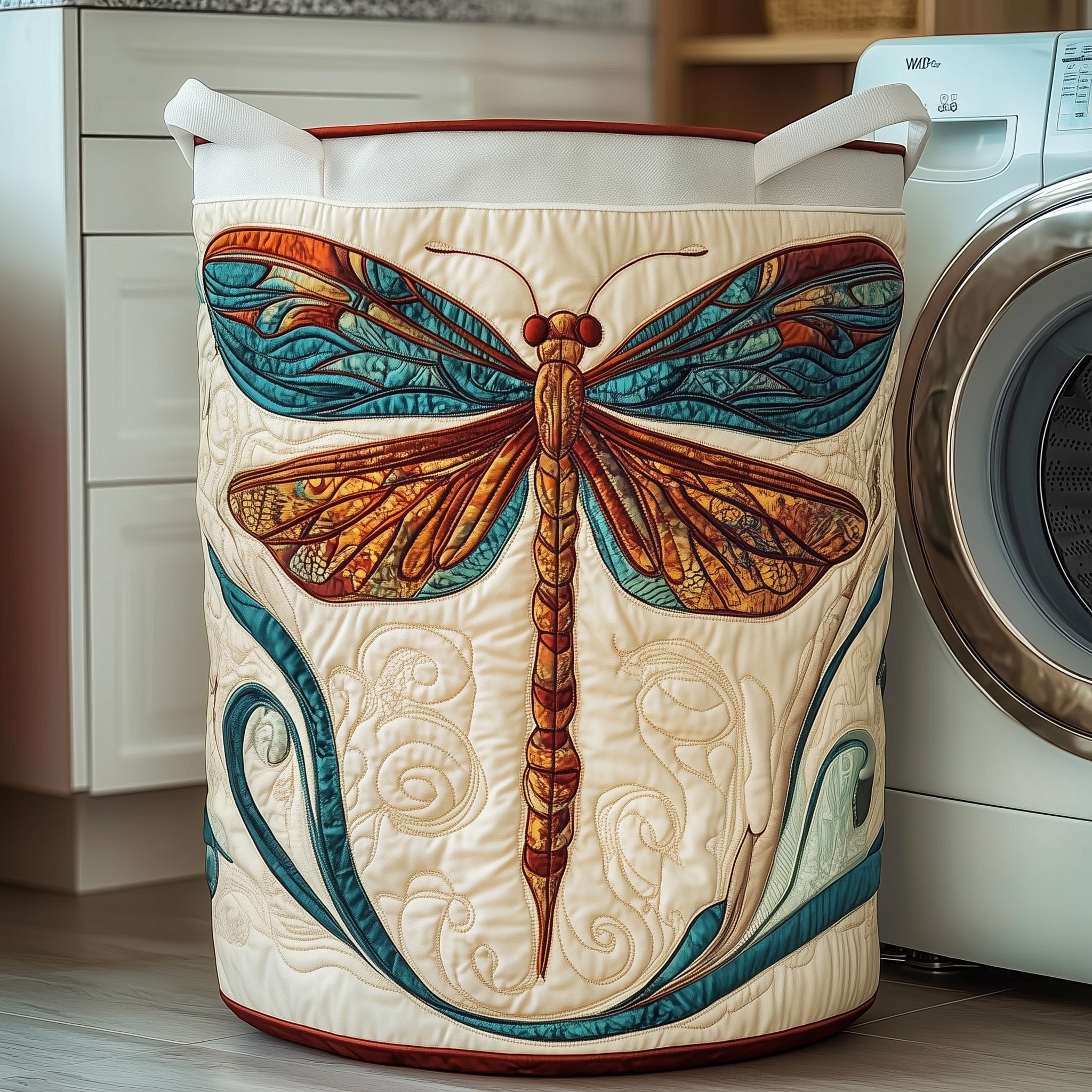 Dragonfly Charm Quilted Laundry Basket Merch For Family