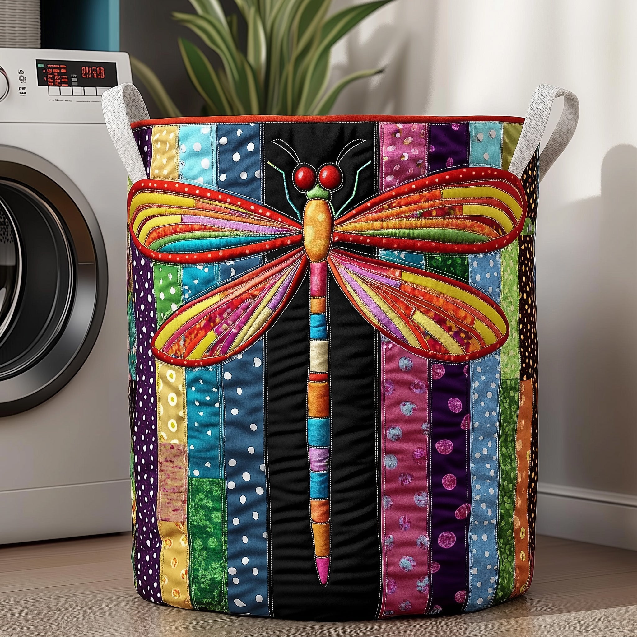 Dragonfly Charm Quilted Laundry Basket Merch For Mom
