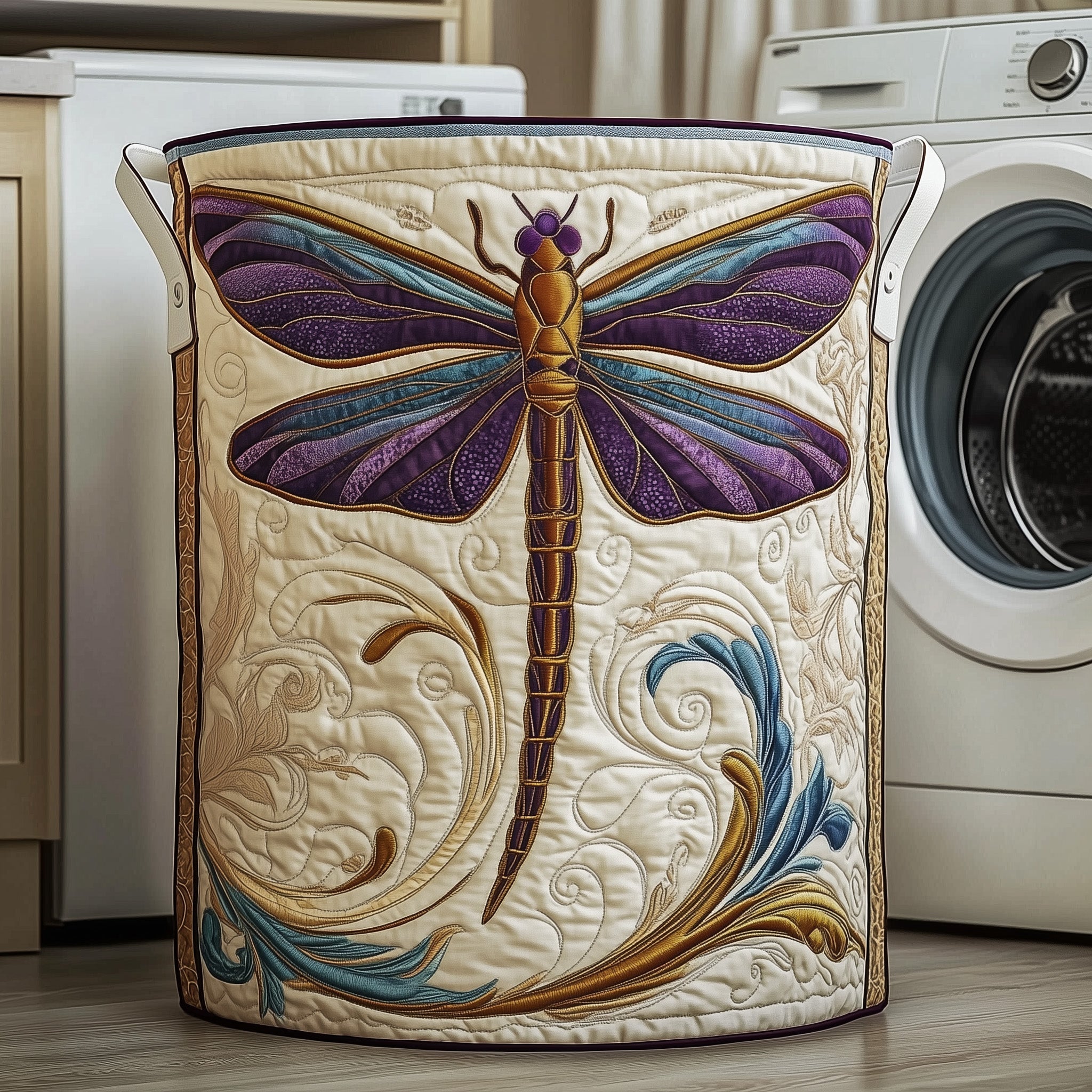 Dragonfly Charm Quilted Laundry Basket Winter Merch Essentials