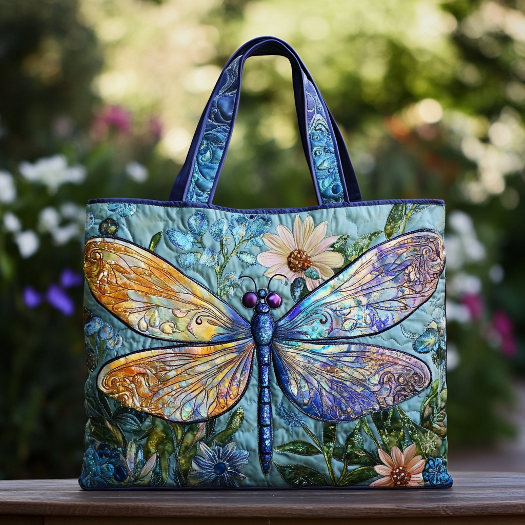 Dragonfly Charm Quilted Tote Bag Best Dragonfly Gifts For Christmas