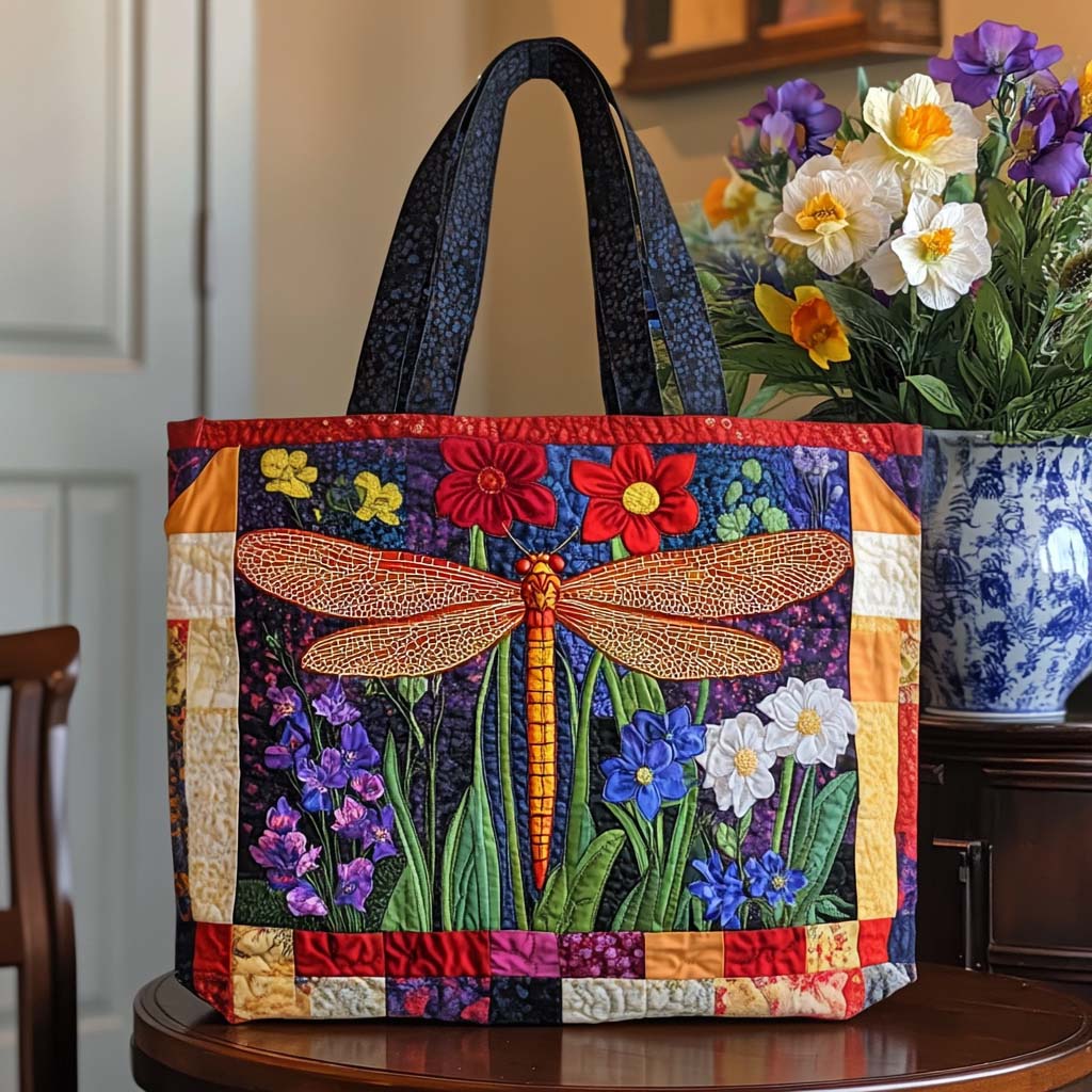 Dragonfly Charm Quilted Tote Bag Dragonfly Gifts For Women