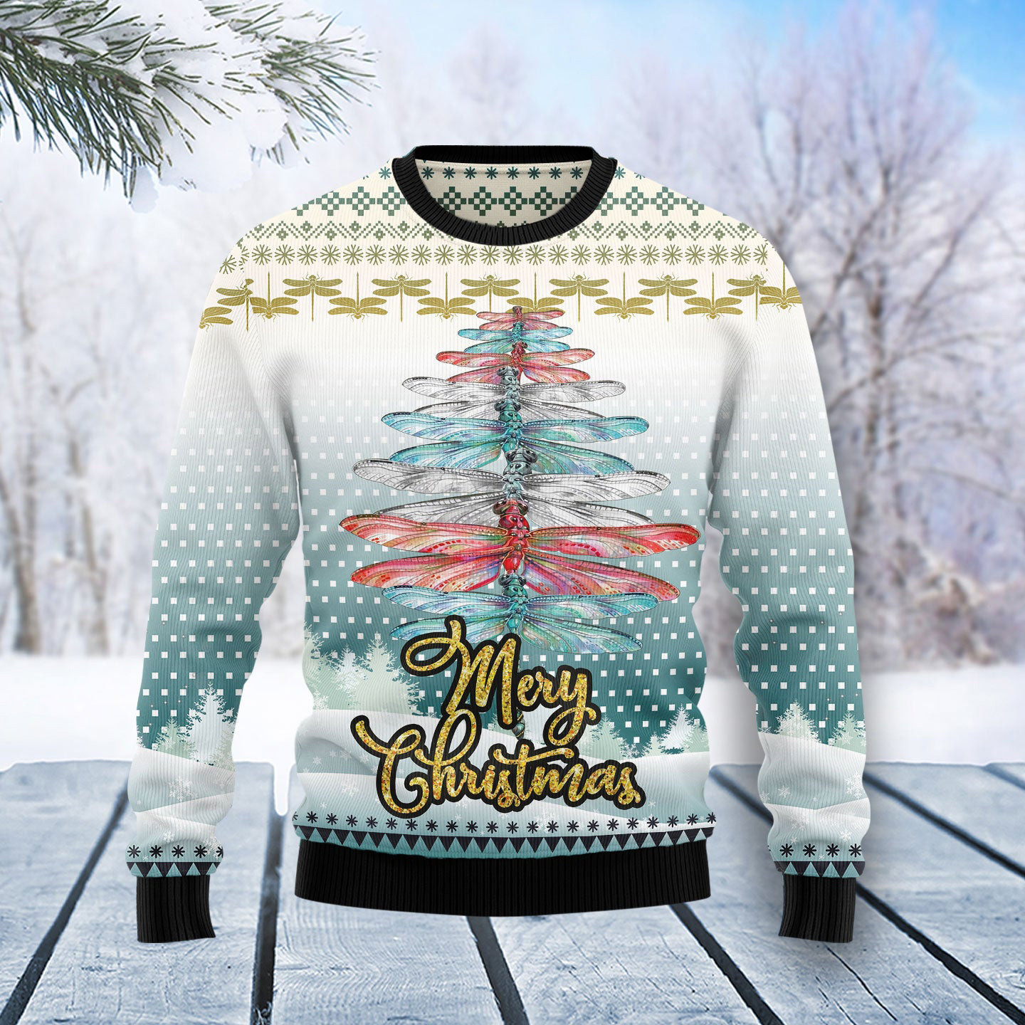 Dragonfly Christmas Tree Funny Ugly Xmas Sweaters Funny Xmas Clothing Dragonfly Gift Ideas