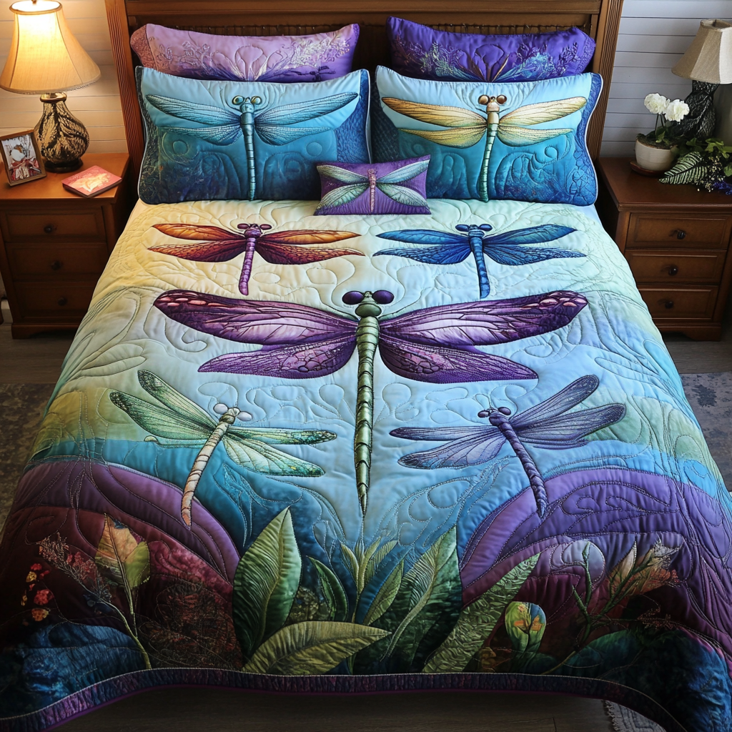 Dragonfly Delight Quilted Bedding Set Bed Decor Ideas Best Dragonfly Lover Gifts For Her