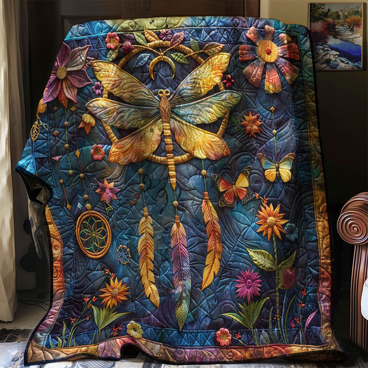 Dragonfly Dreamcatcher Quilt Blanket Couch Blanket Meaningful Gifts For Mom
