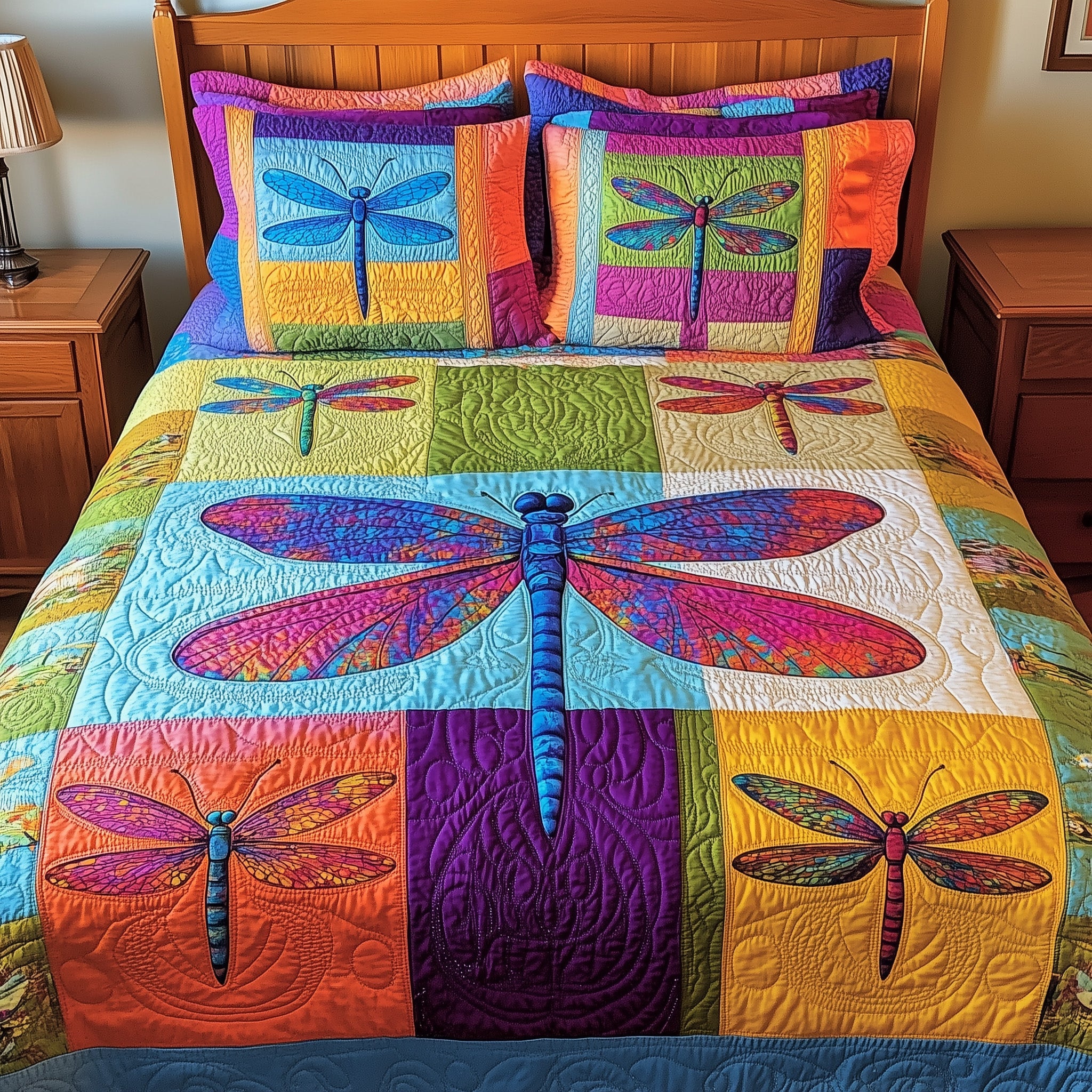 Dragonfly Dreams Quilted Bedding Set Duvet Cover Bed Sheet Dragonfly Gifts For Girl