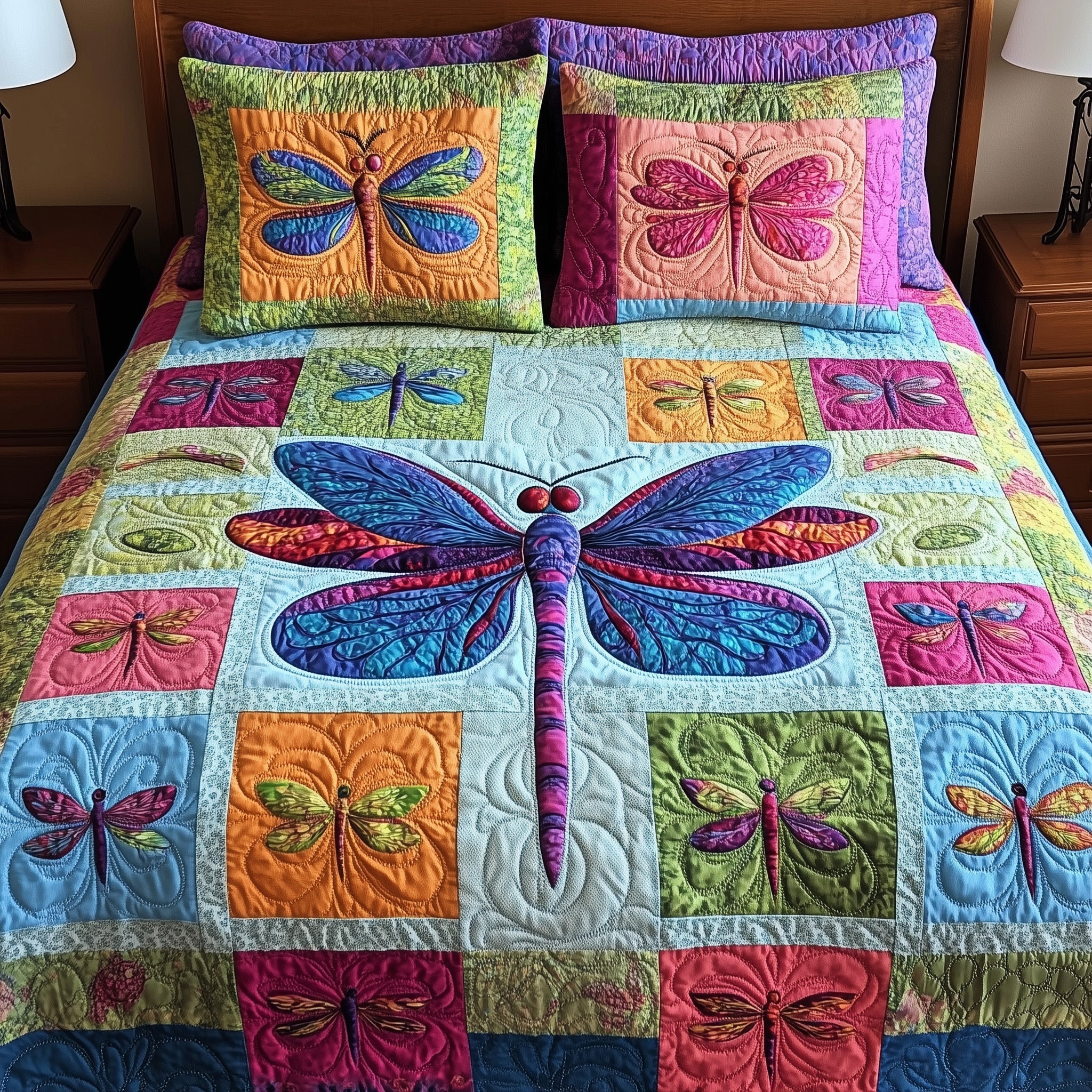 Dragonfly Dreams Quilted Bedding Set Duvet Cover Bed Sheet Dragonfly Gifts For Lady