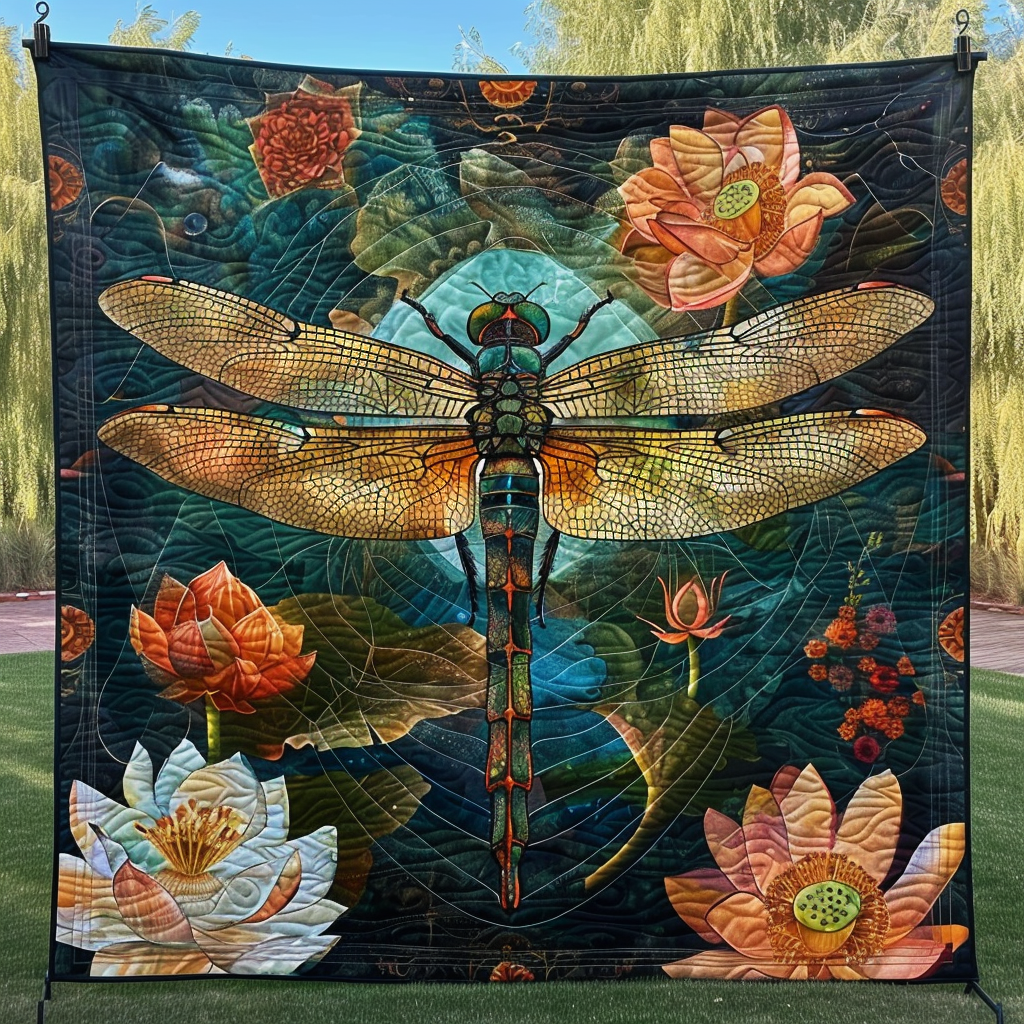 Dragonfly Dreams Quilted Blanket Cute Heated Blanket