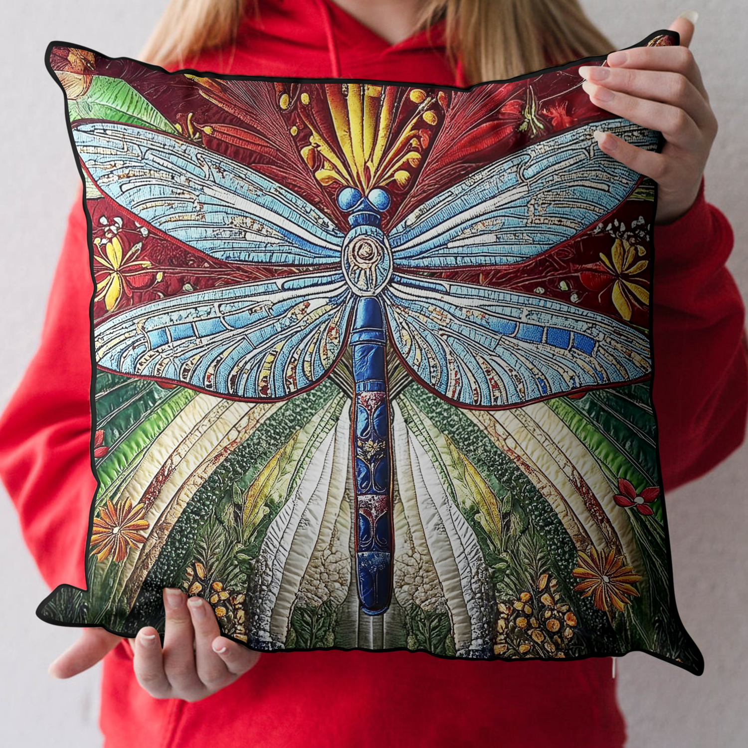 Dragonfly Dreams Quilted Pillow Case Throw Pillow Covers Gift For Dragon Lover