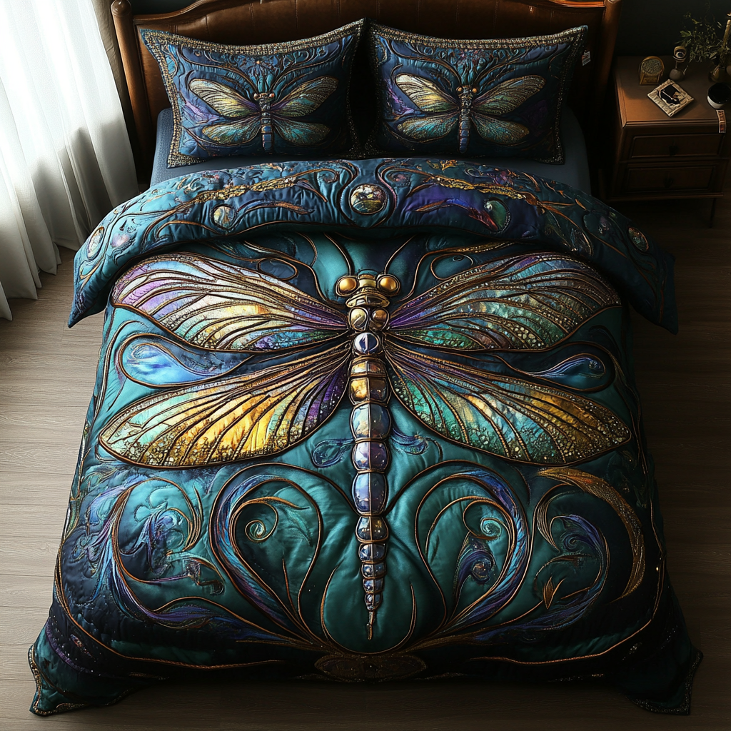 Dragonfly Escape Quilted Bedding Set Bedroom Decor Ideas Dragonfly Themed Gifts