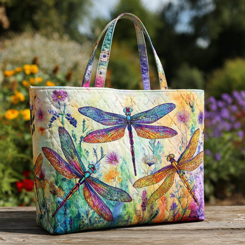 Dragonfly Flight Quilted Tote Bag Dragonfly Gifts For Women