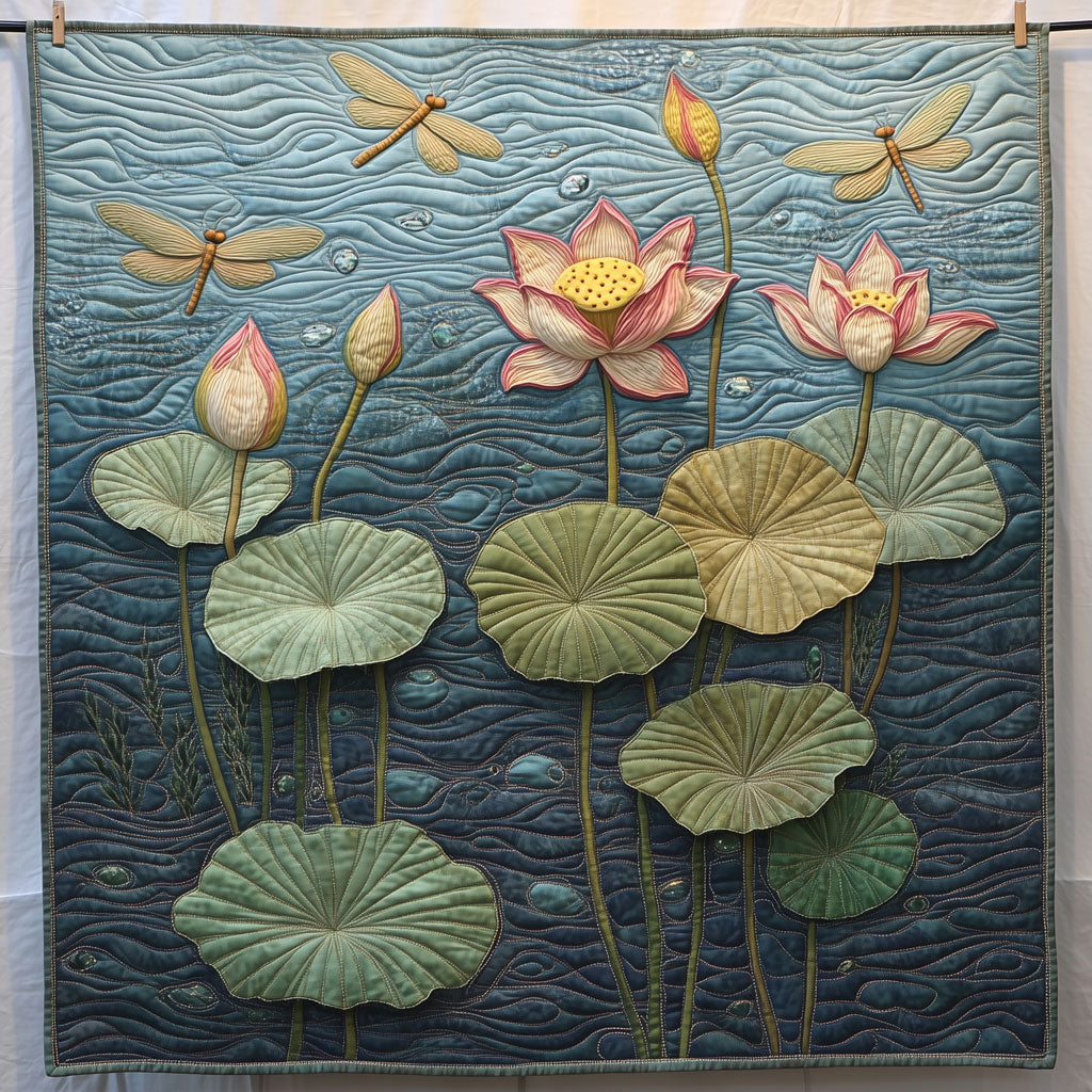 Dragonfly Flying Over Lotus Pond Quilt Blanket Dragonfly Blanket Throws Dragonfly Lover Gifts For Women