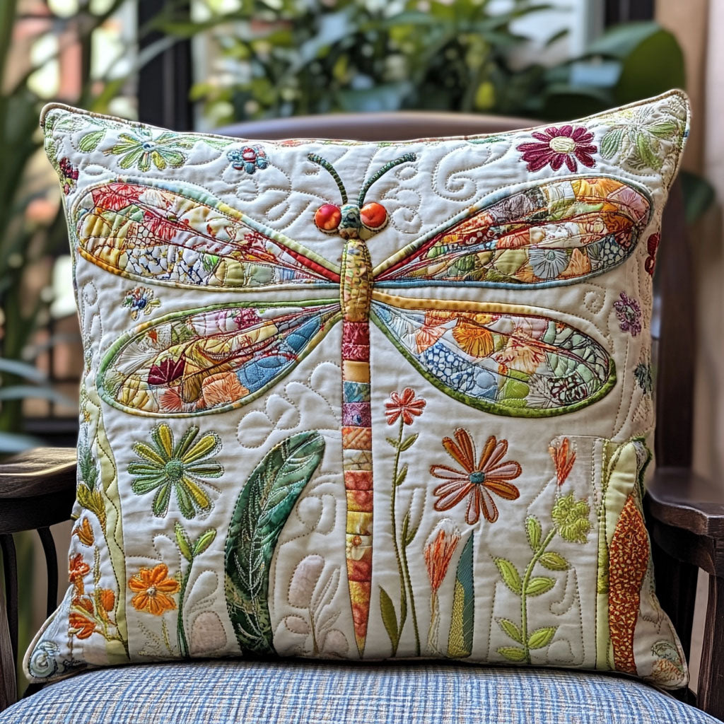 Dragonfly Garden Dance Quilted Pillow Case Couch Pillow Covers Cool Gifts For Dragonfly Lovers