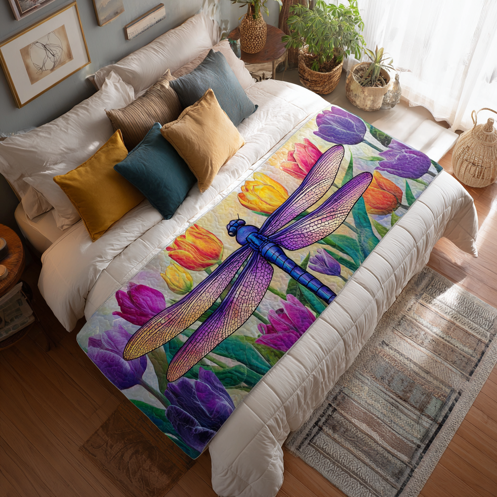 Dragonfly Garden Quilted Bed Runner Bed Decorations Dragonfly Gift Ideas