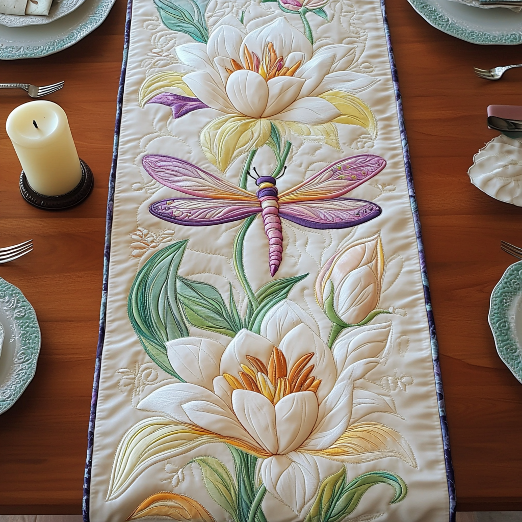 Dragonfly Garden Quilted Table Runner Dining Room Centerpieces Dragonfly Gift Items