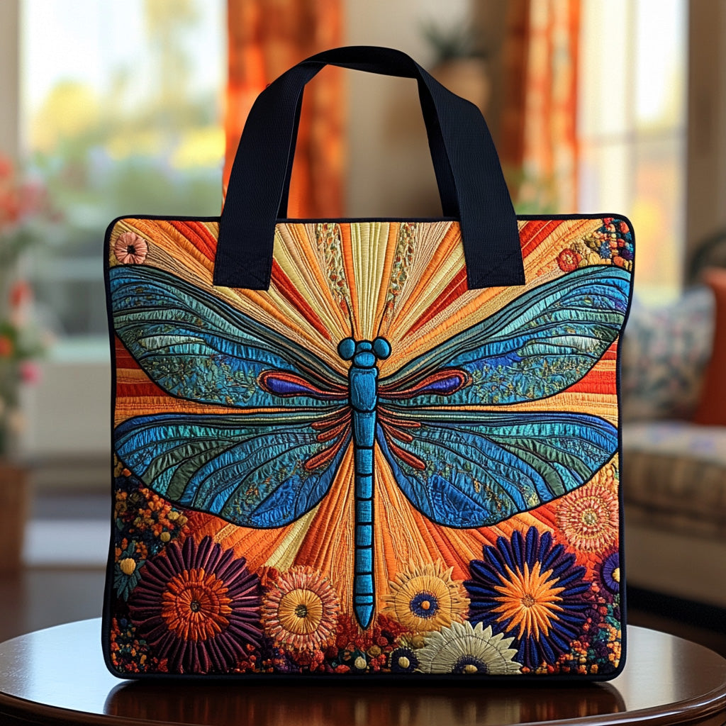 Dragonfly Garden Quilted Tote Bag Best Dragonfly Lover Gifts For Her