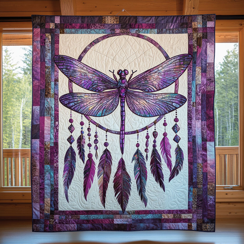 Dragonfly Glow Quilt Beautiful Printed Quilt Blanket for Home Aesthetics