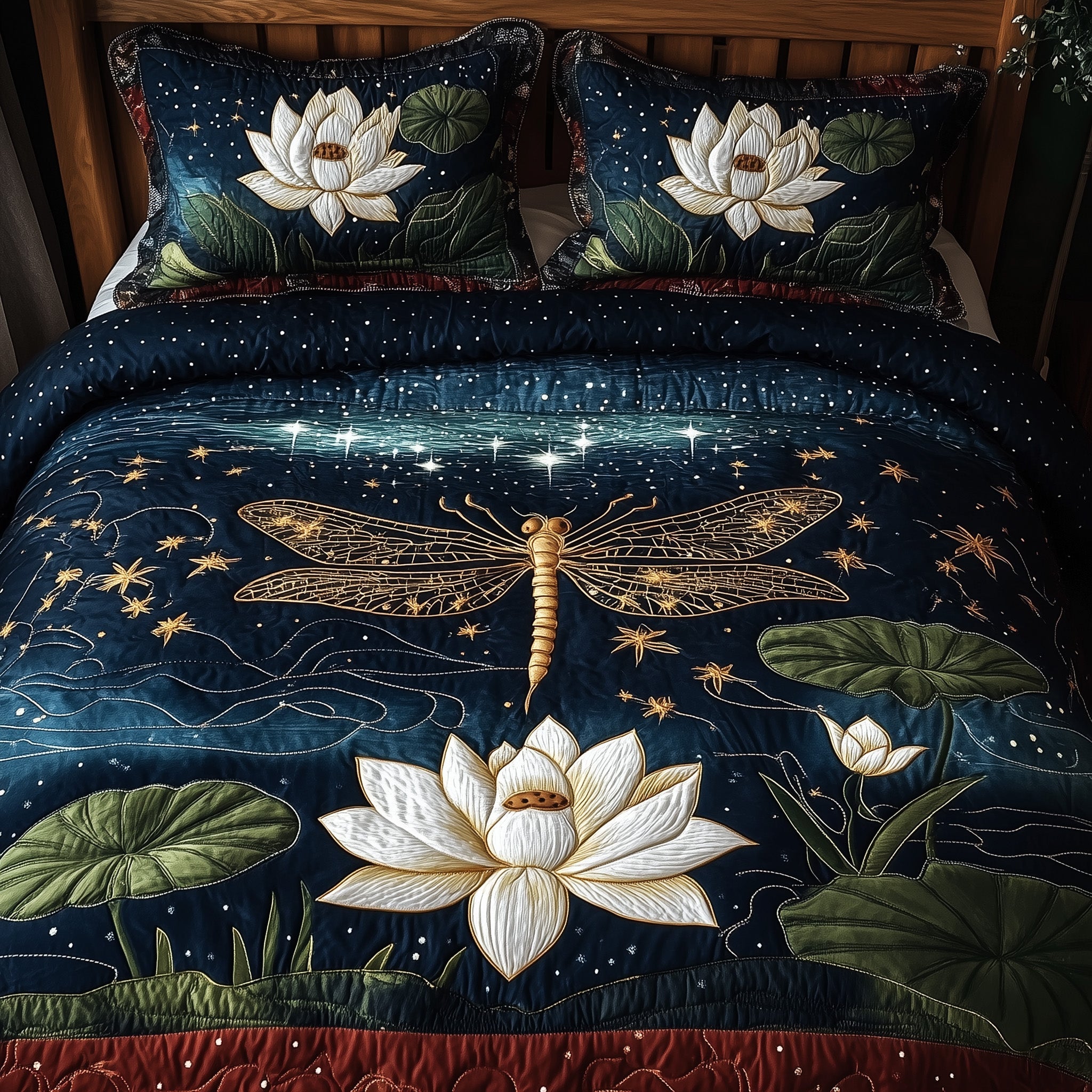 Dragonfly Glow Quilted Bedding Set Duvet Cover Bedspread Dragonfly Themed Gifts