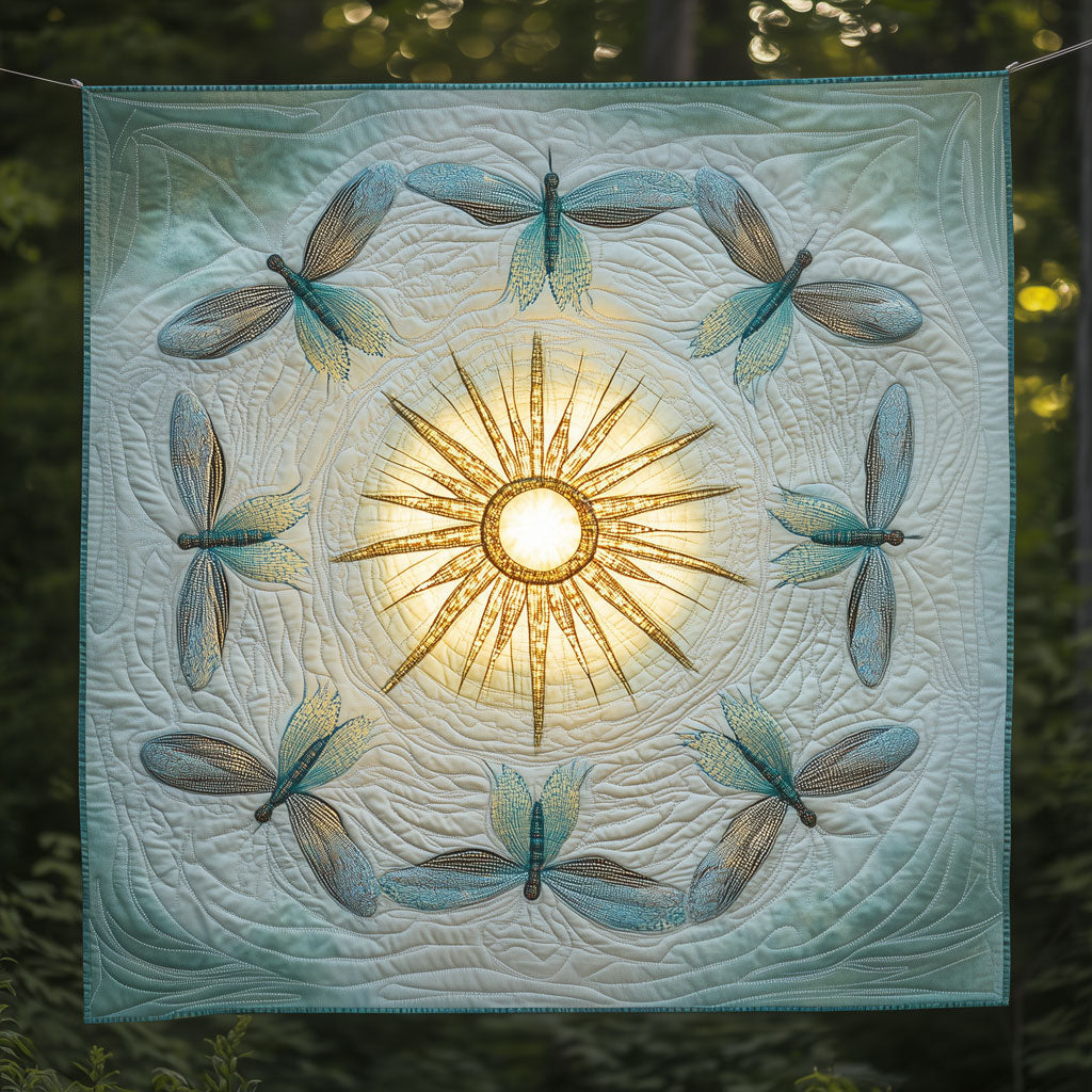 Dragonfly Halo Of Lights Quilt Comfortable Microfiber Quilt Blanket for Everyday Use