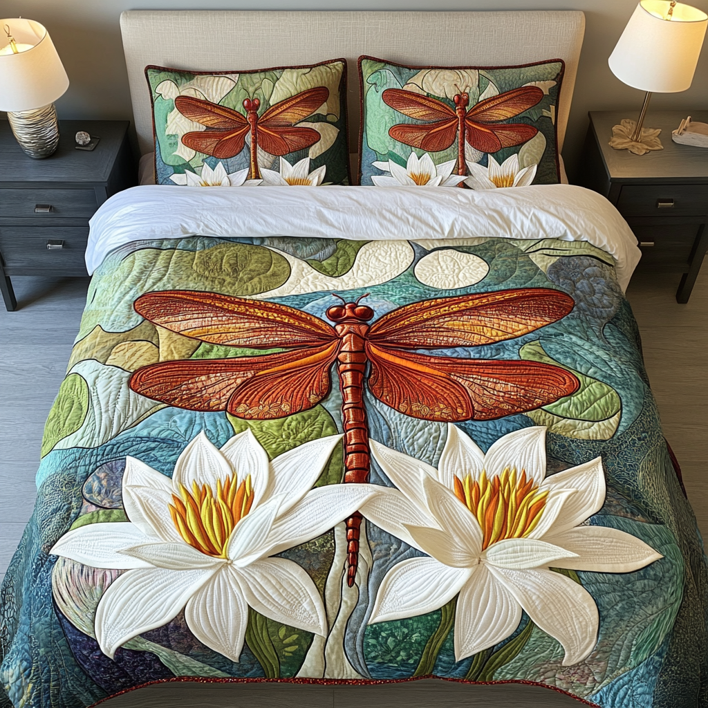 Dragonfly Haven Quilted Bedding Set Bed Decorations Dragonfly Gifts For Girl