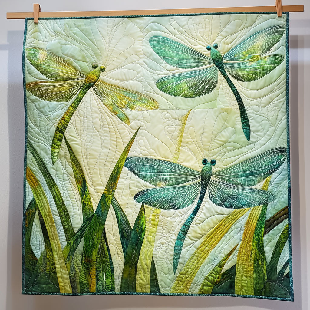 Dragonfly Hovers Above Grass Quilt Beautiful Quilt Blanket Gift for Cozy Living