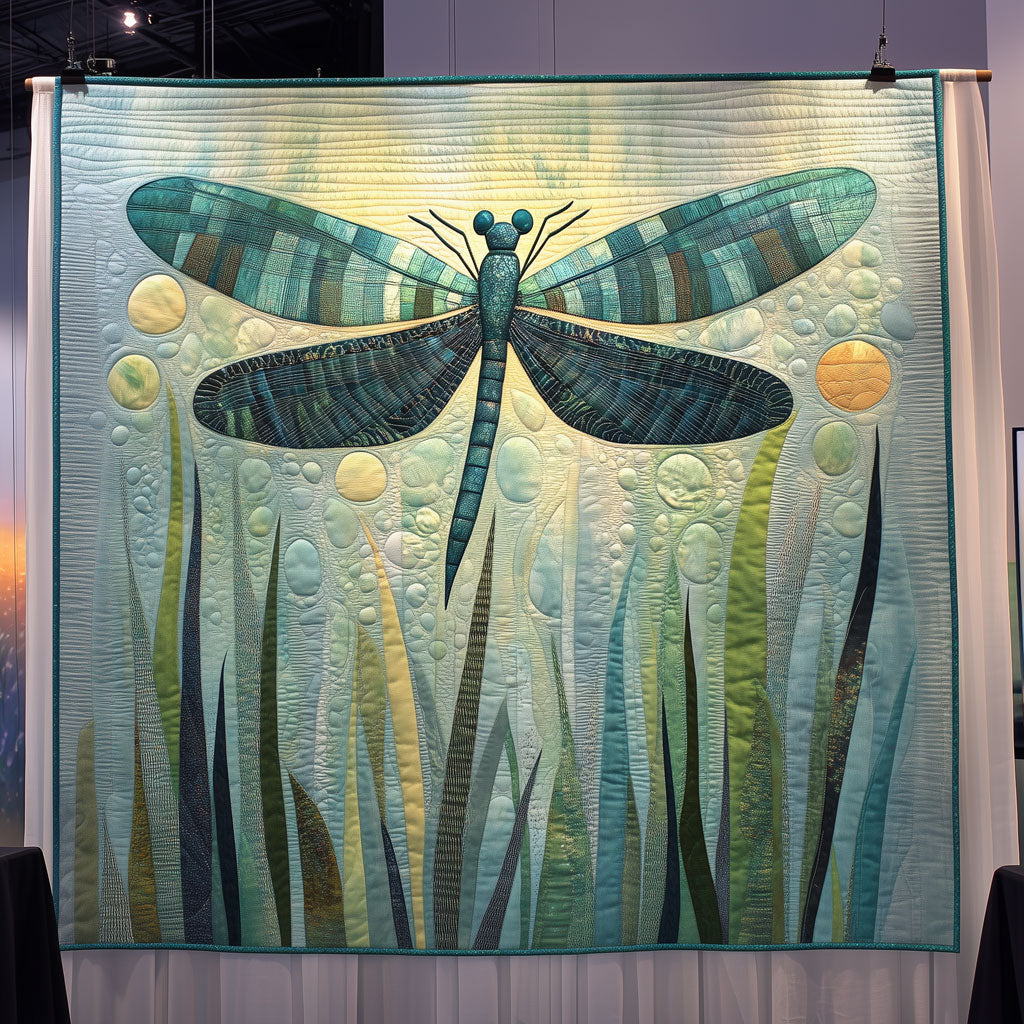 Dragonfly In Grass Field Quilt Luxury Quilt Blanket Gift for Elegant Interiors