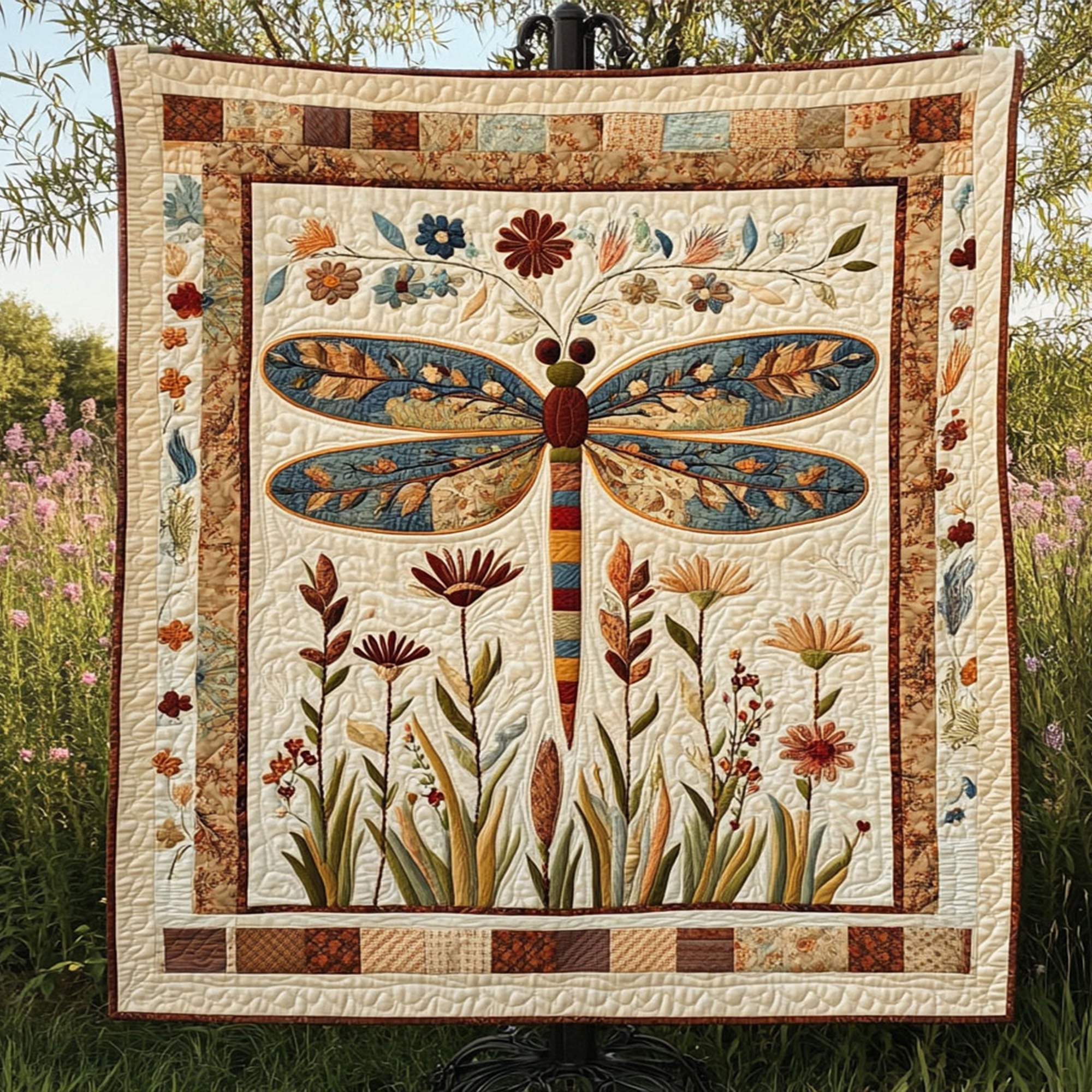 Dragonfly in the Breeze Quilted Blanket Best Throw Blanket Dragonfly Christmas Gifts