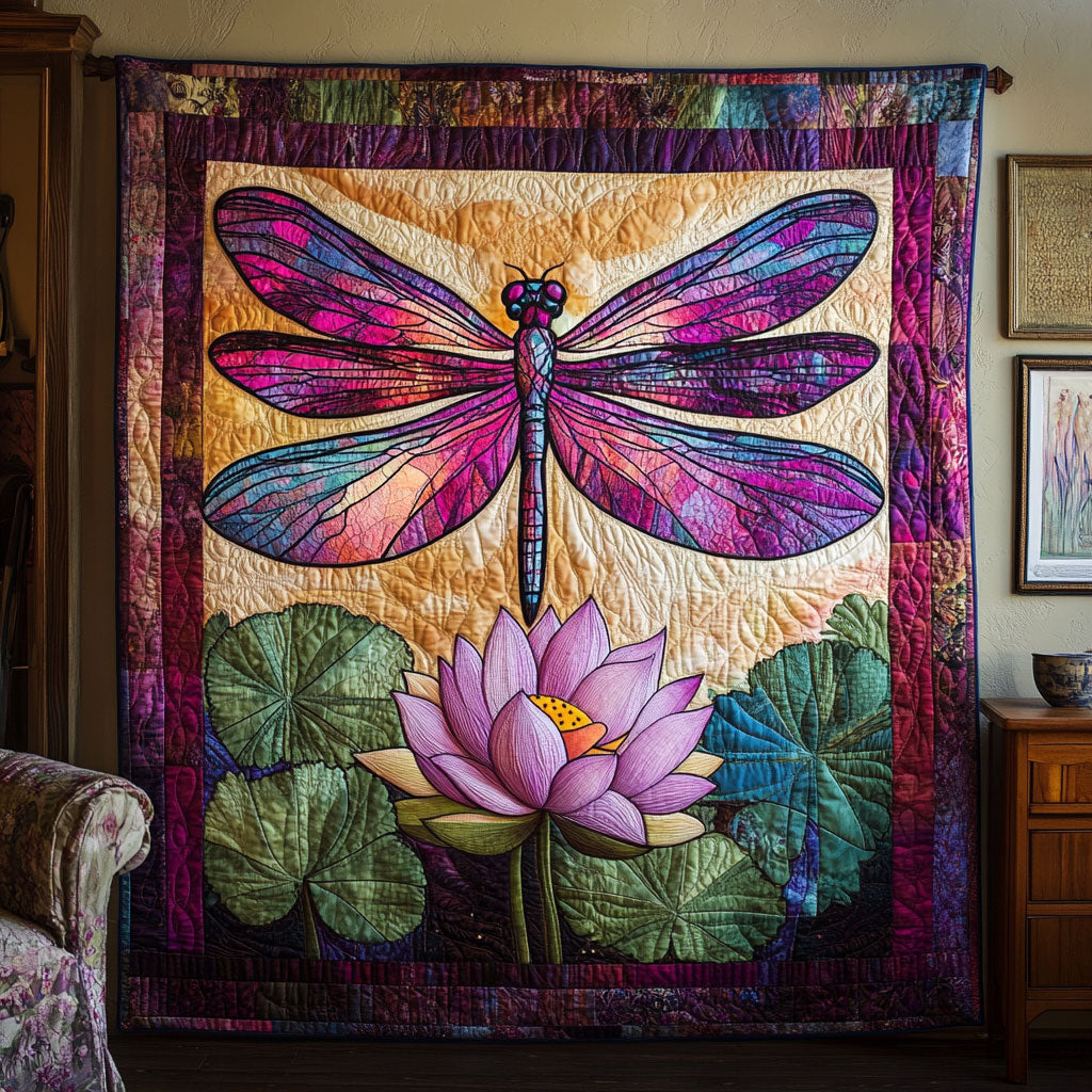 Dragonfly Lotus Flight Quilt Blanket Dragonfly Throws Birthday Gifts For Dragonfly Lovers