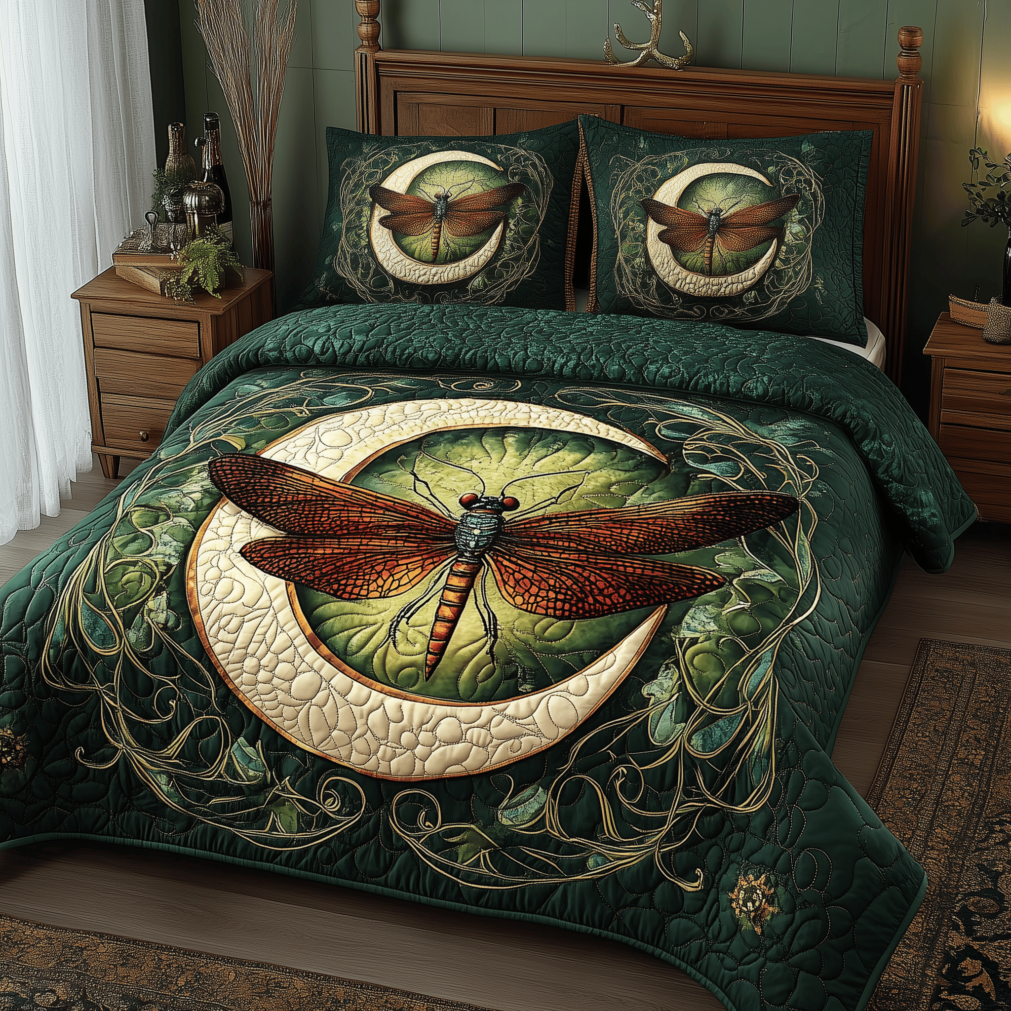 Dragonfly Mandala Quilted Bedding Set Christmas Bedding Set Christmas Gifts For Couples