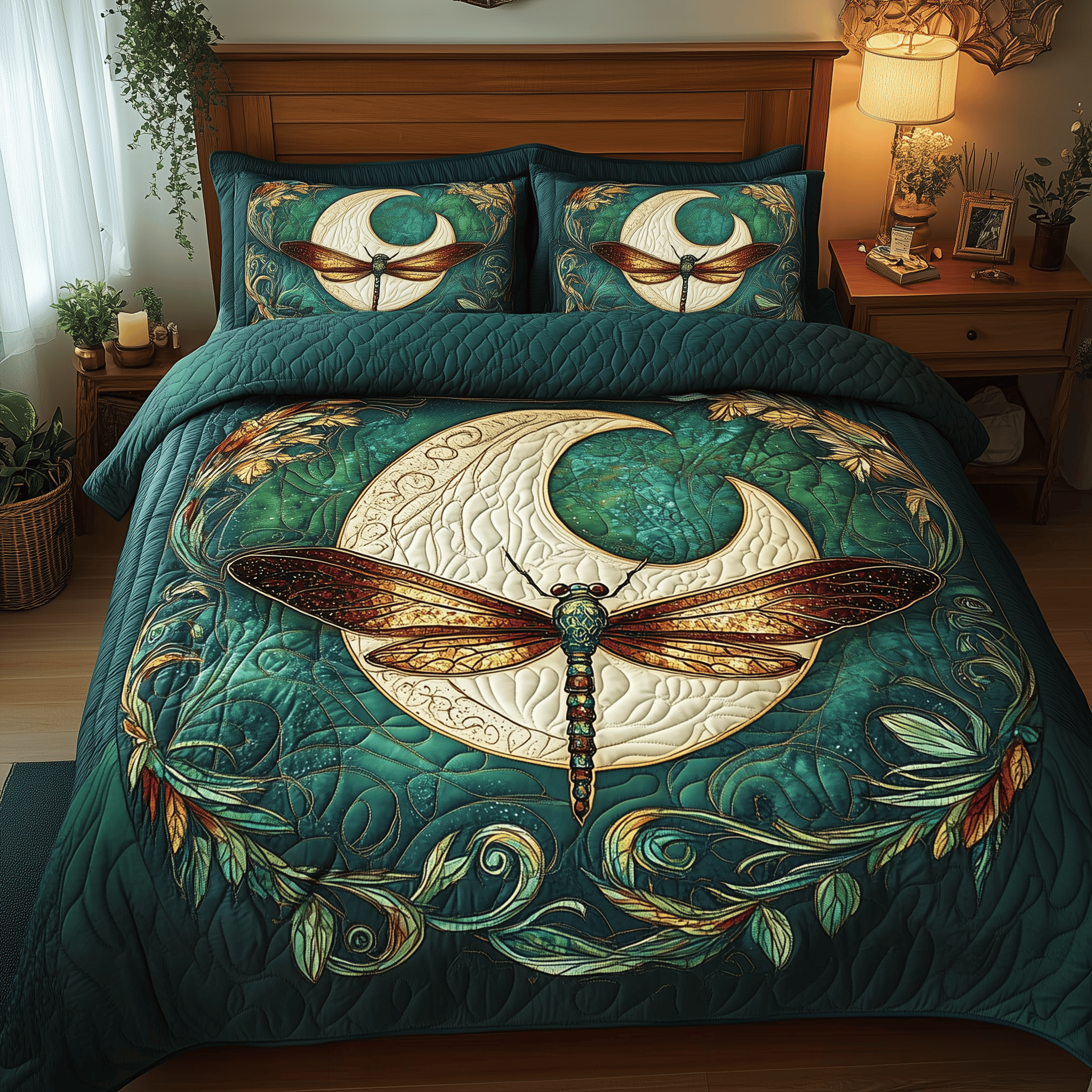 Dragonfly Mandala Quilted Bedding Set Christmas Bedding Set Christmas Gifts For Couples