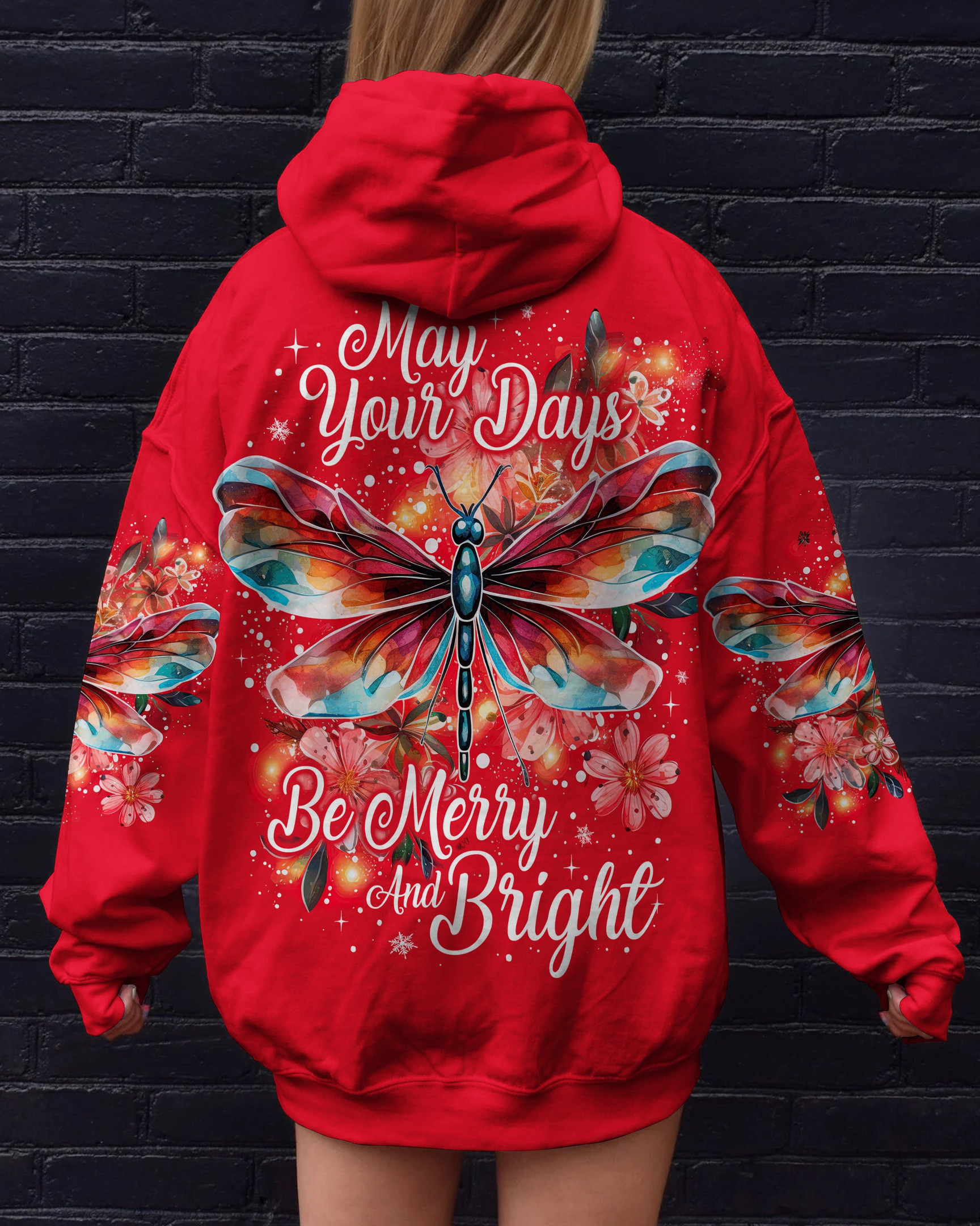 Dragonfly May Your Days Be Merry Hoodie Christmas Clothing Dragonfly Gifts For Her