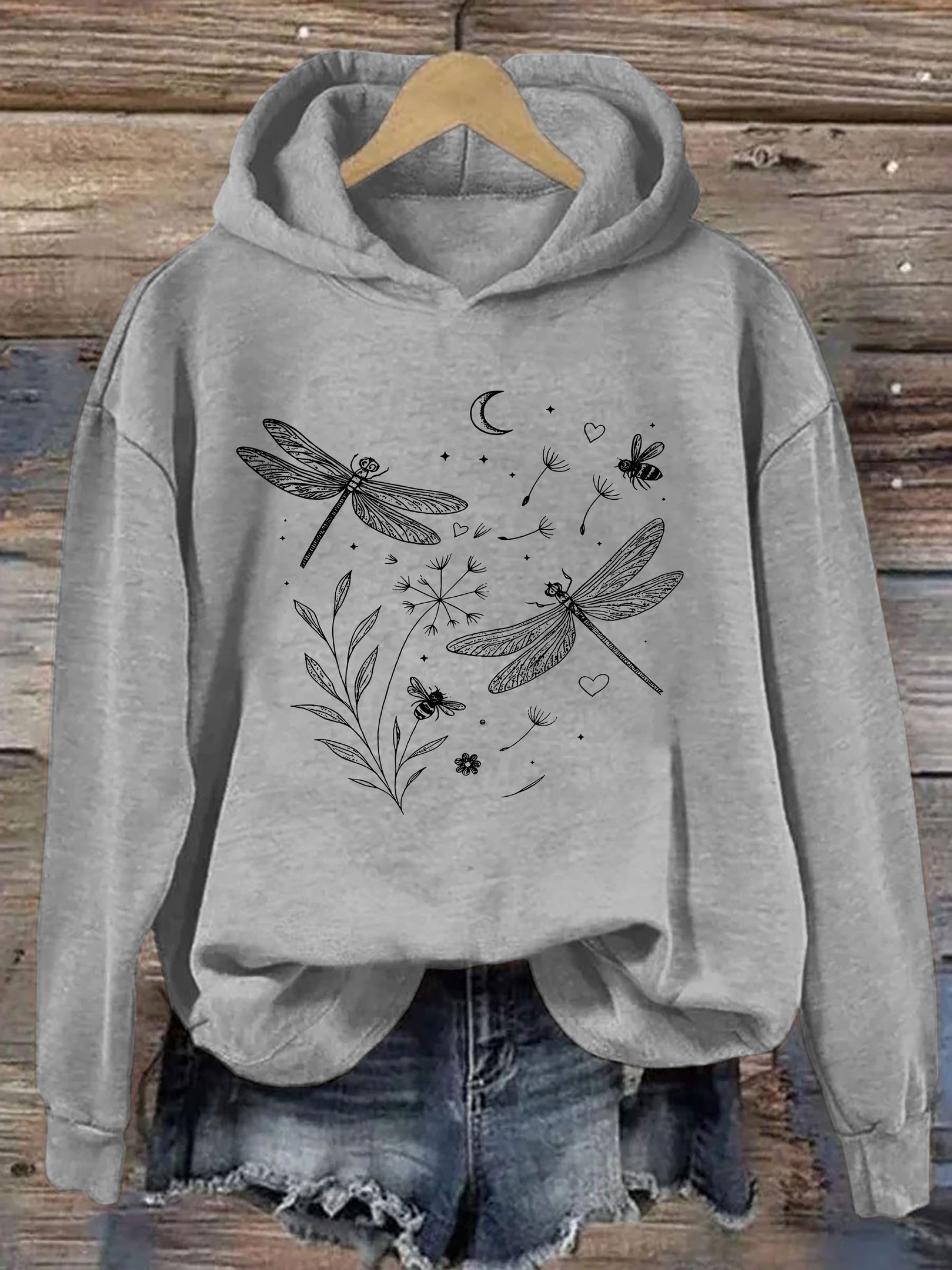 Dragonfly Nature Hoodie Boho Style Unique Hooded Sweatshirt Dragonfly Lover Gifts