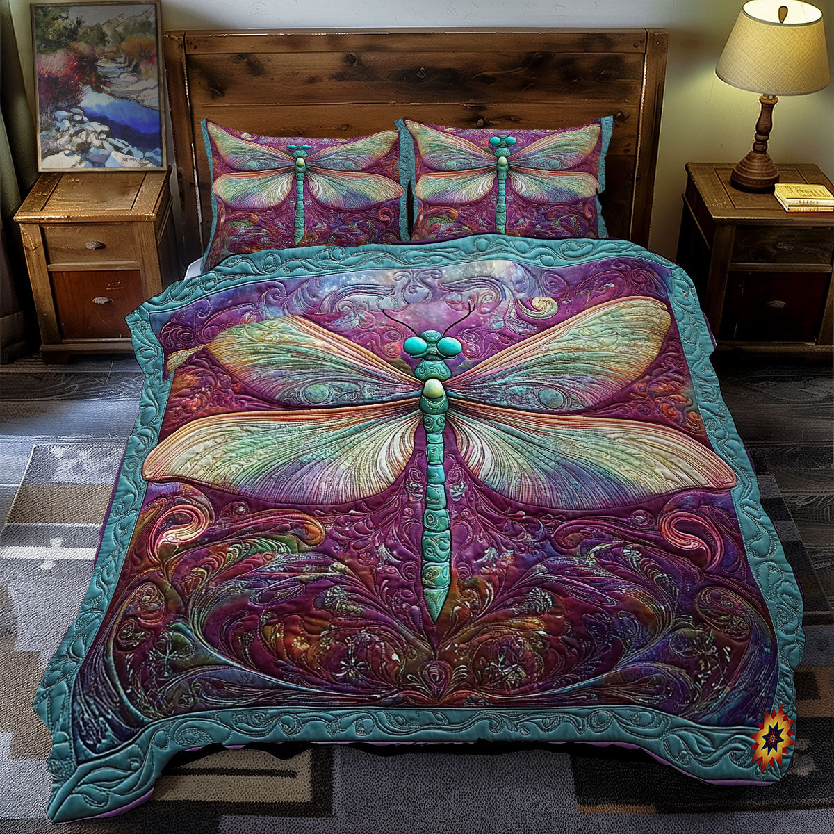 Dragonfly Quilt Bedding Set Twin Duvet Covers Nature Holiday Gift for Girls
