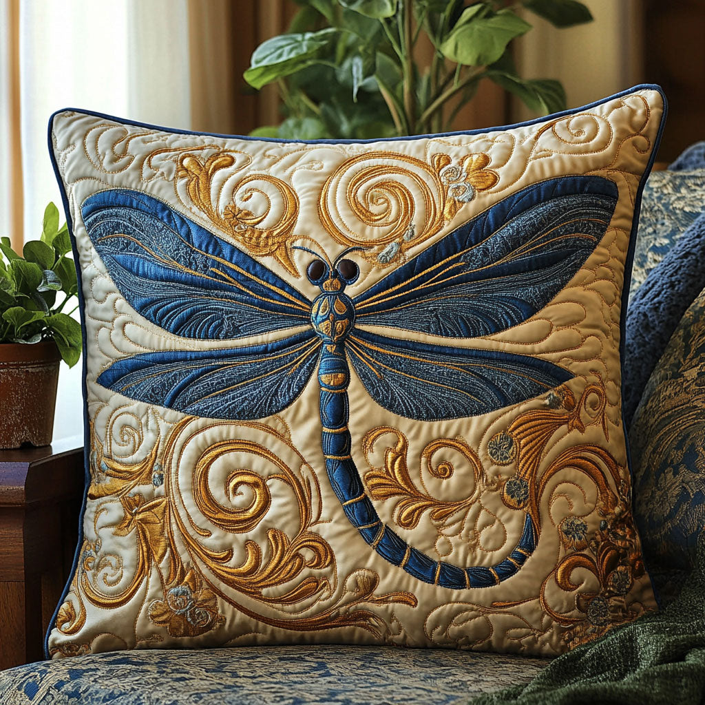 Dragonfly Quilt Pillow Case High-Quality Cotton Pillow Cover for Everyday Comfort
