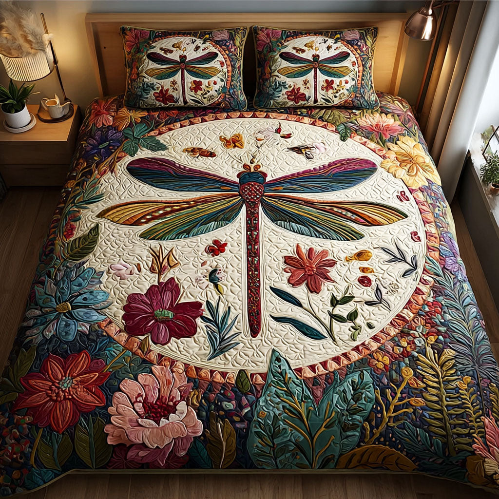 Dragonfly Quilted Bedding Set Cozy Bedroom Decor Dragonfly Gifts For Men