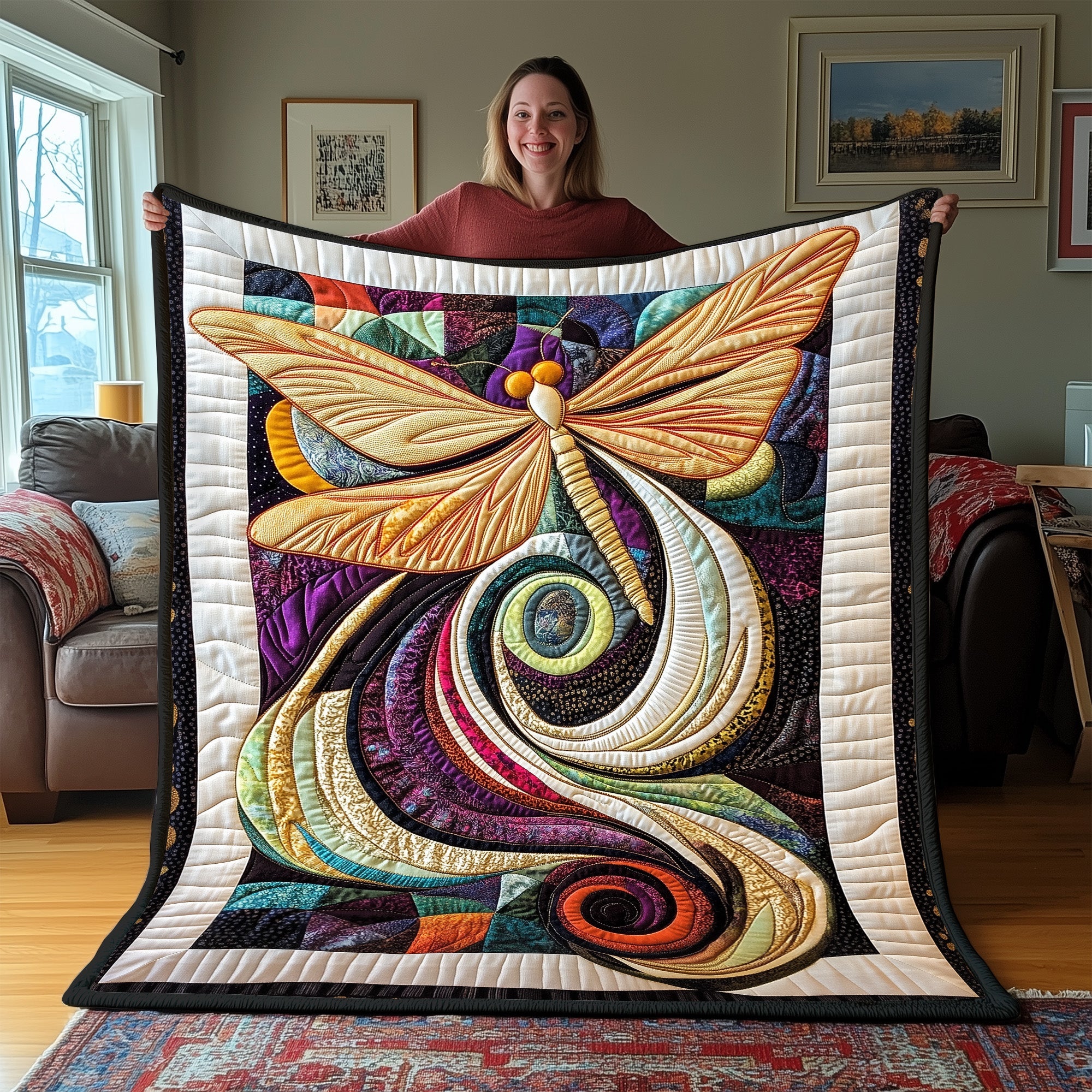 Dragonfly Quilted Blanket Cute Cozy BlanketDragonfly Themed Gifts Christmas