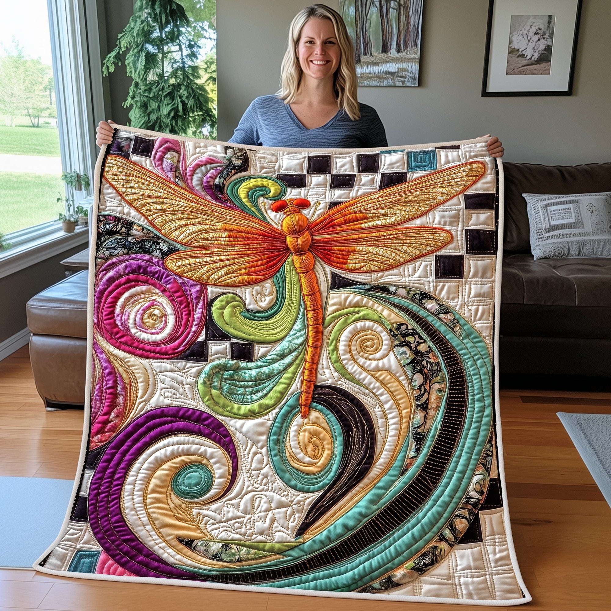 Dragonfly Quilted Blanket Cute Cozy BlanketUnique Dragonfly Gifts Christmas