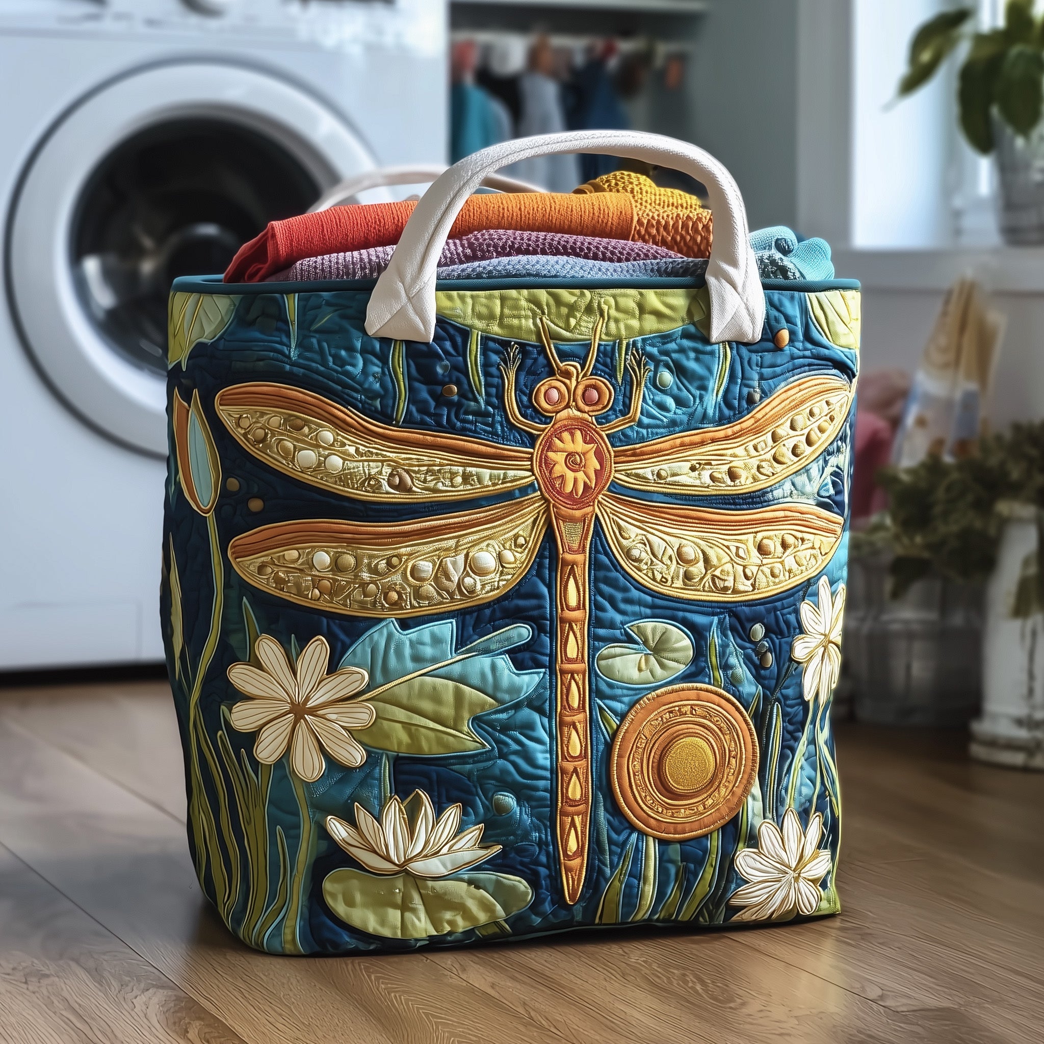 Dragonfly Quilted Laundry Basket Dragonfly Gifts For Him