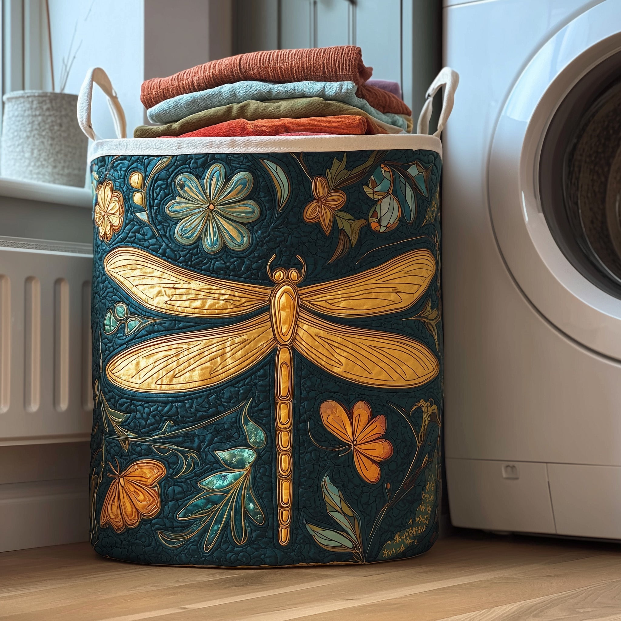 Dragonfly Quilted Laundry Basket Dragonfly Gifts For Men