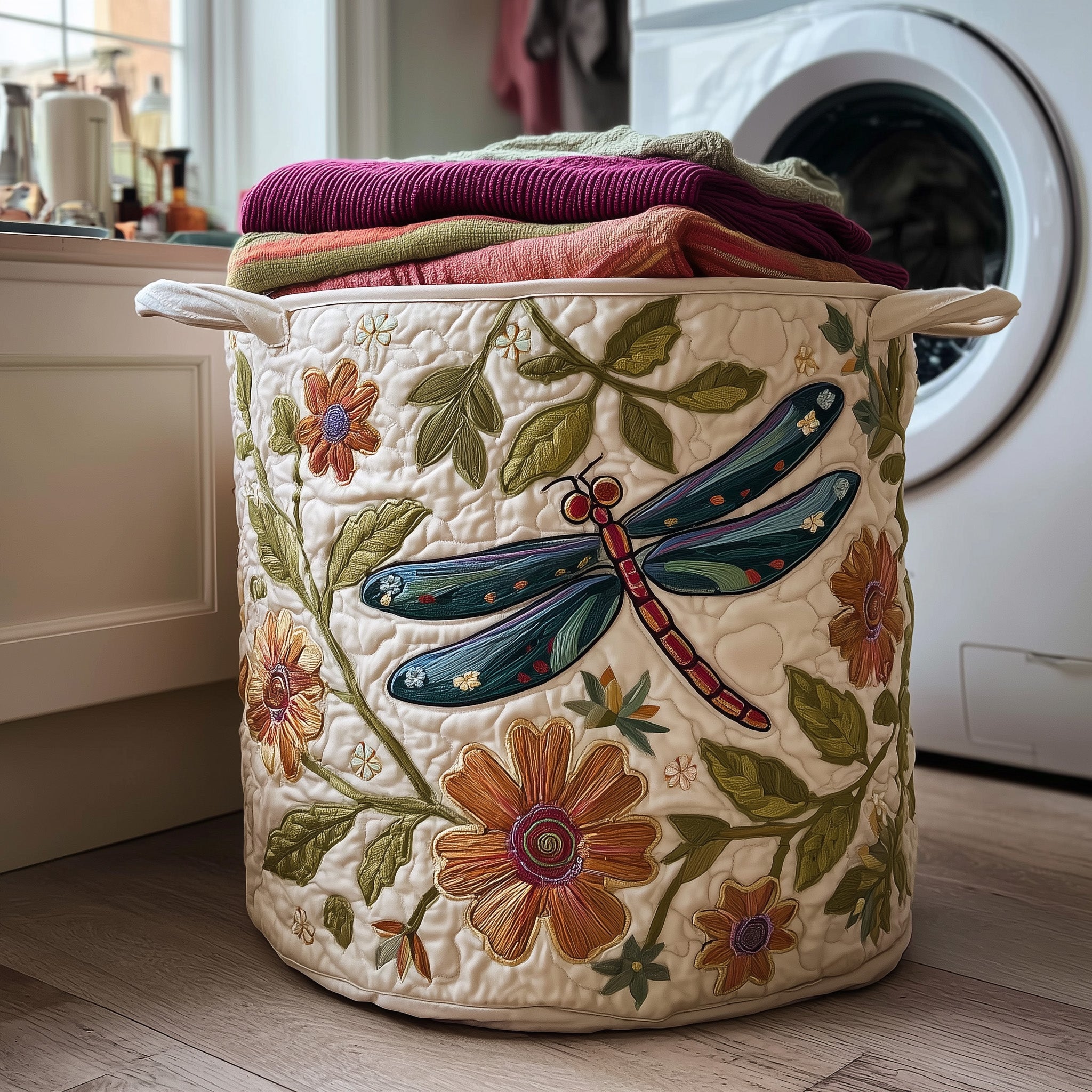 Dragonfly Quilted Laundry Basket Dragonfly Mother's Day Gifts
