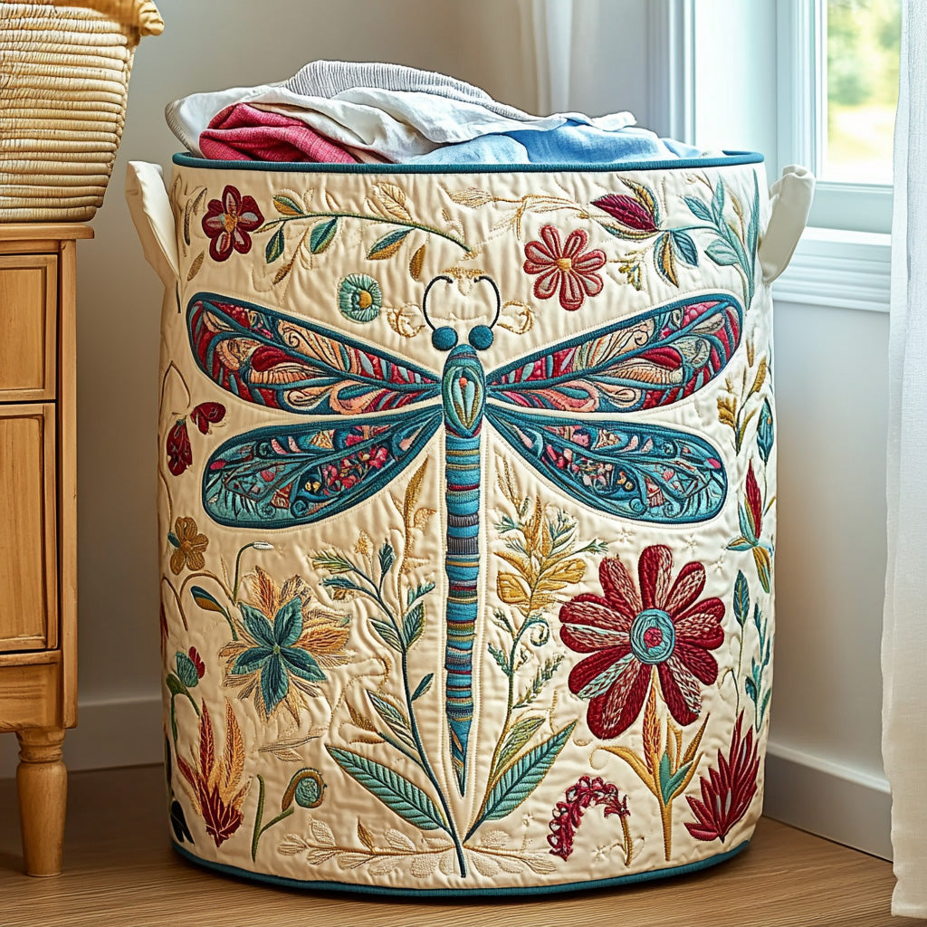 Dragonfly Quilted Laundry Basket Merch For Home And Bedroom
