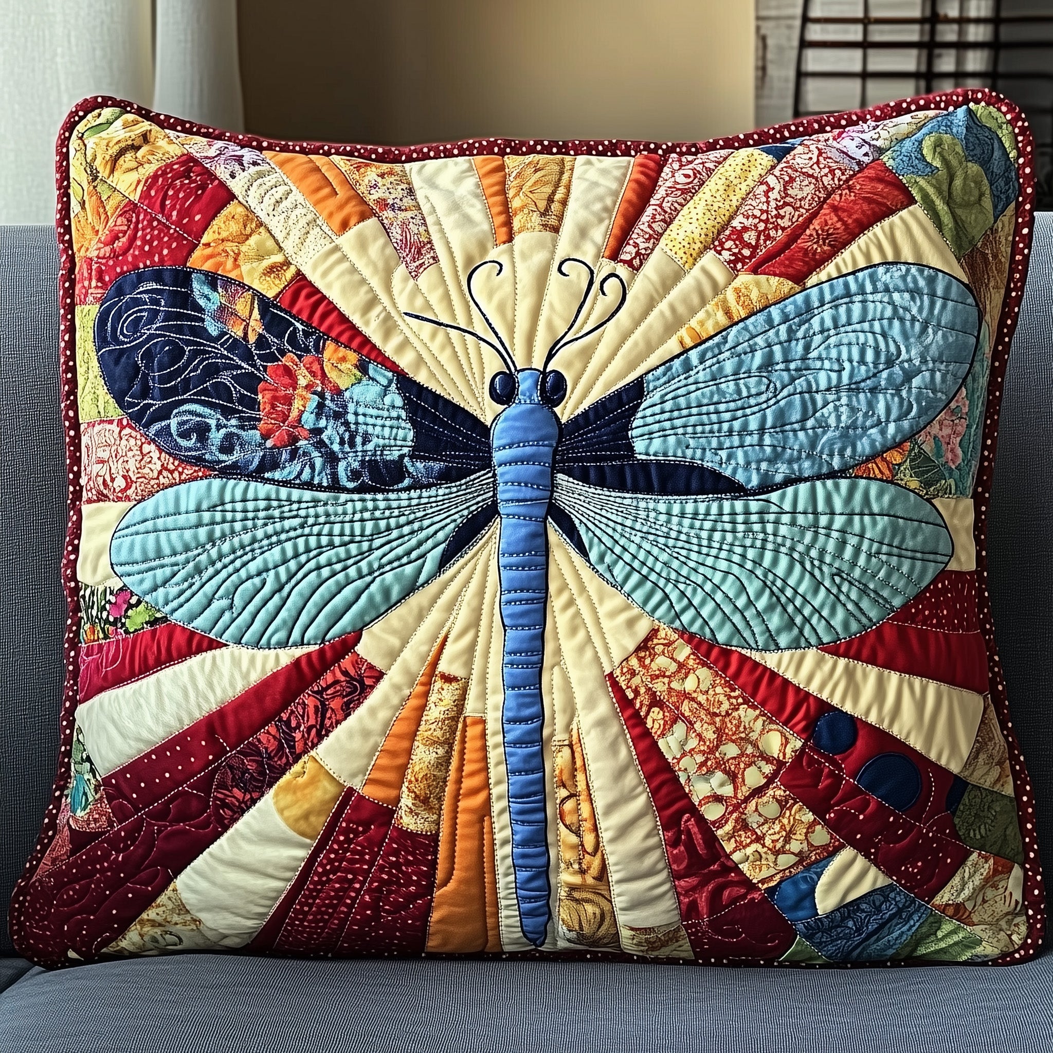 Dragonfly Quilted Pillow Case Throw Pillow Cover ItemChristmas Dragonfly Themed Gifts